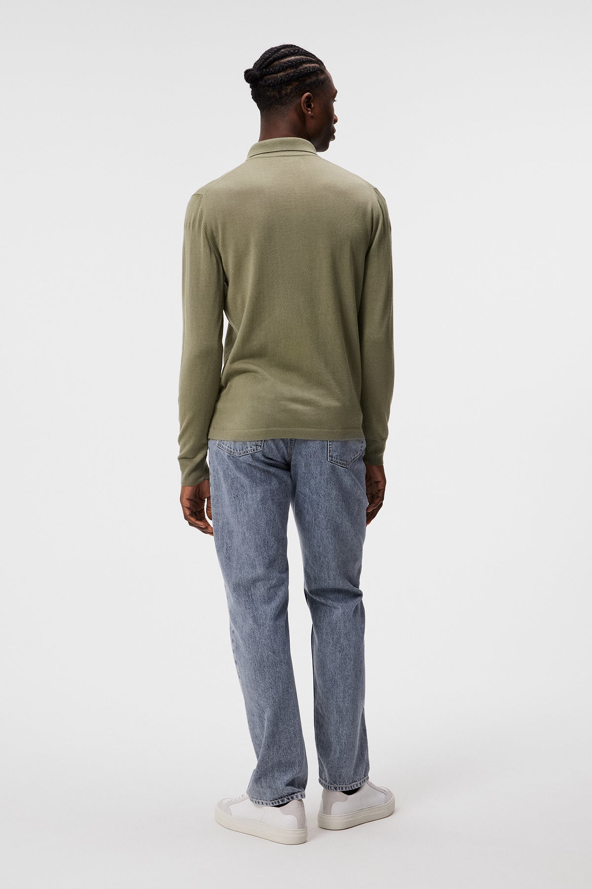 Nyle Light Merino Zip Cardigan in Oil Green by J.Lindeberg