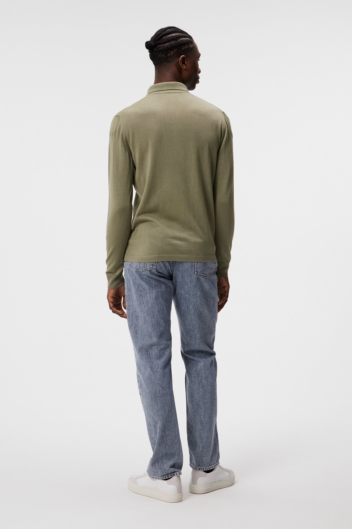 Nyle Light Merino Zip Cardigan in Oil Green by J.Lindeberg