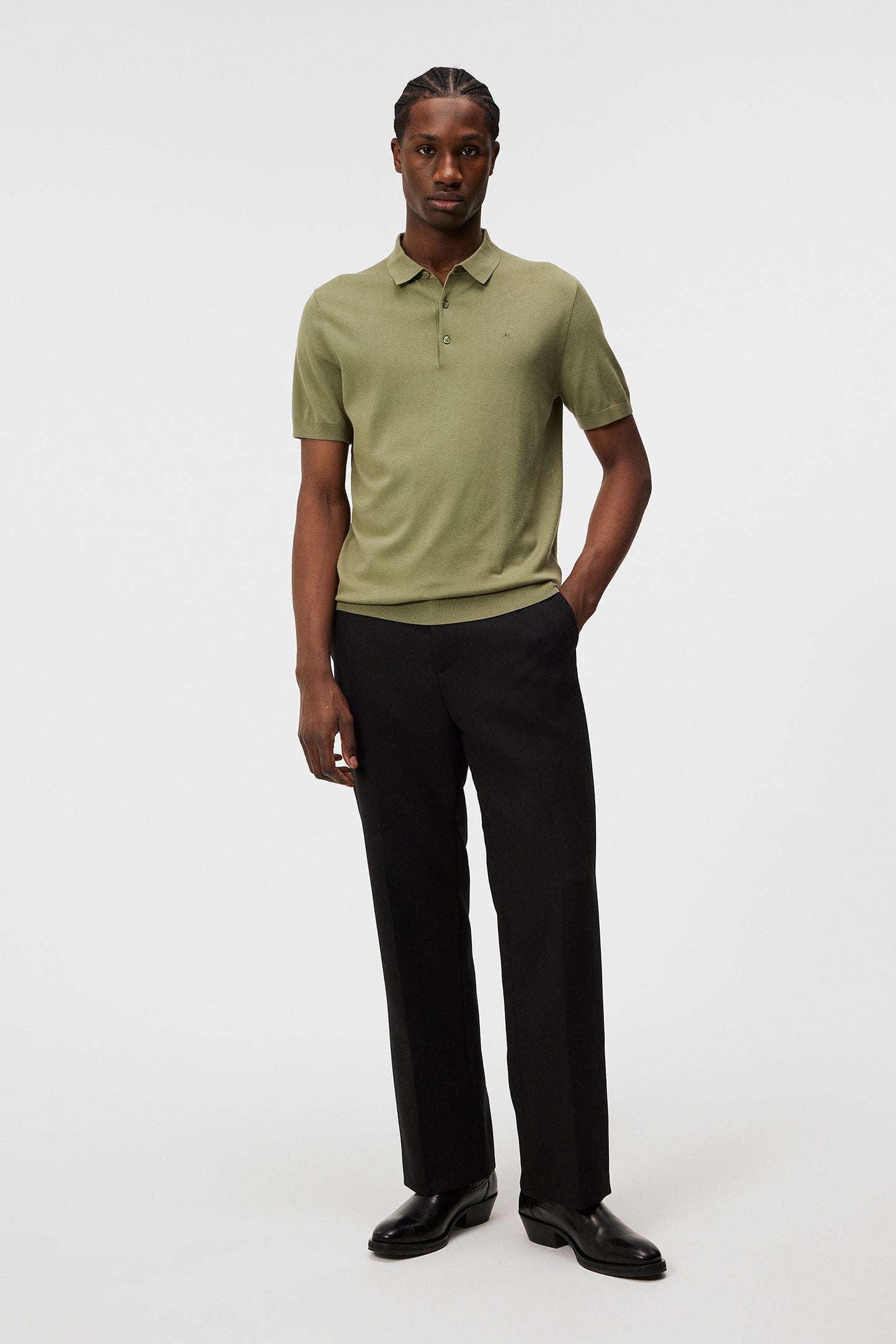 Ridge Rayon Silk Polo in Oil Green by J.Lindeberg
