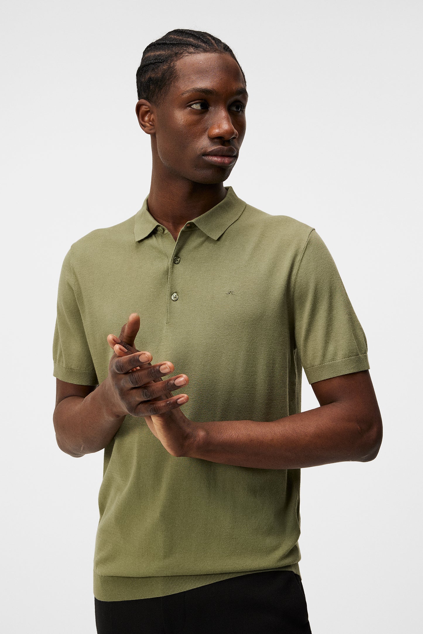 Ridge Rayon Silk Polo in Oil Green by J.Lindeberg
