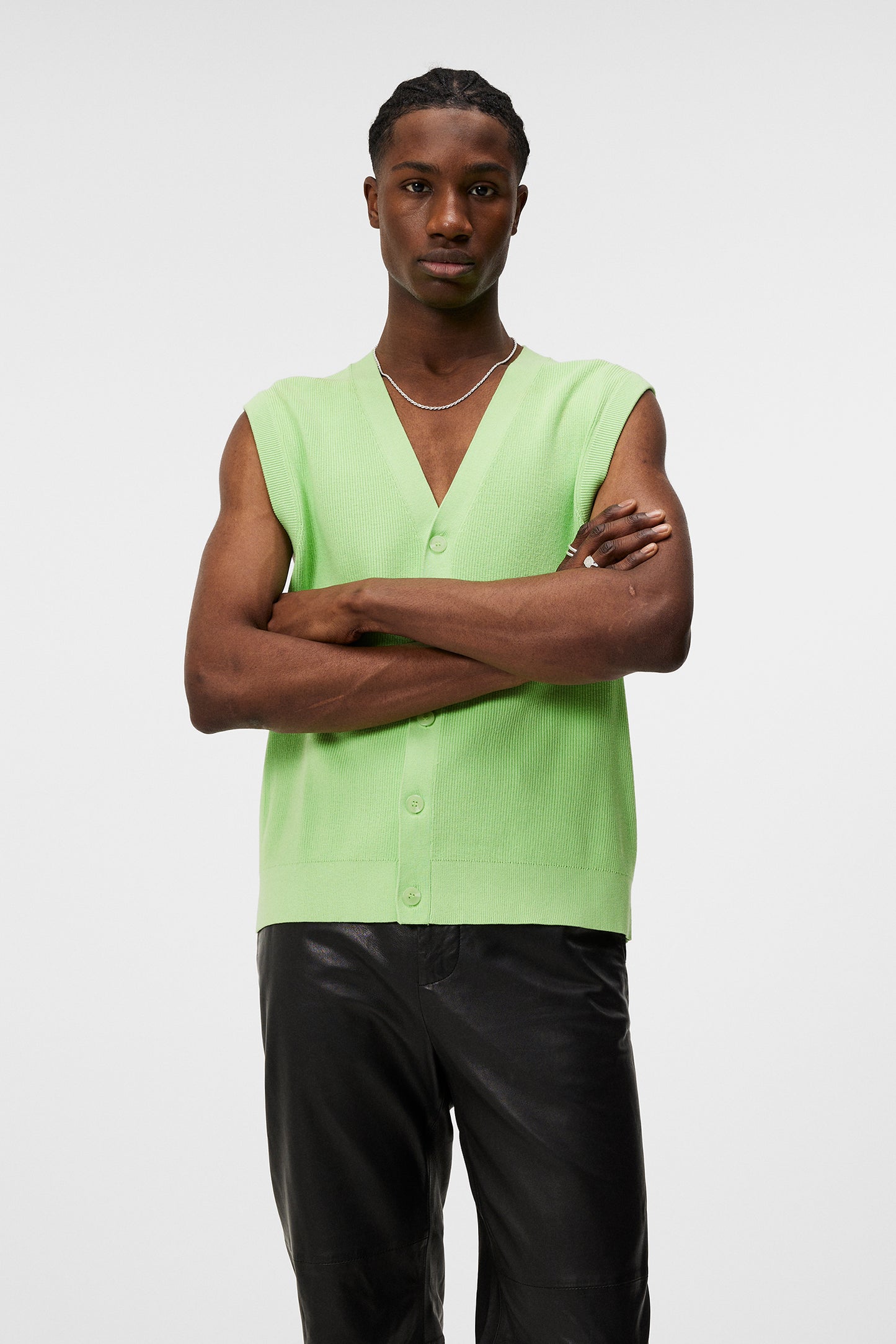 Hugo Cardigan Vest in Paradise Green by J.Lindeberg