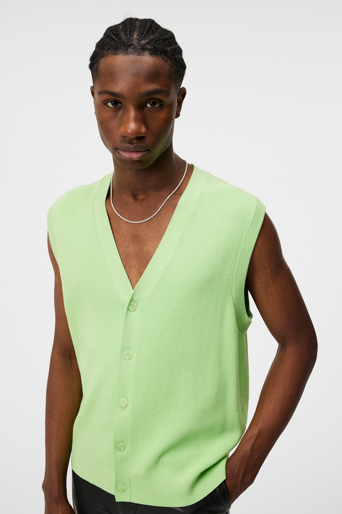 Hugo Cardigan Vest in Paradise Green by J.Lindeberg