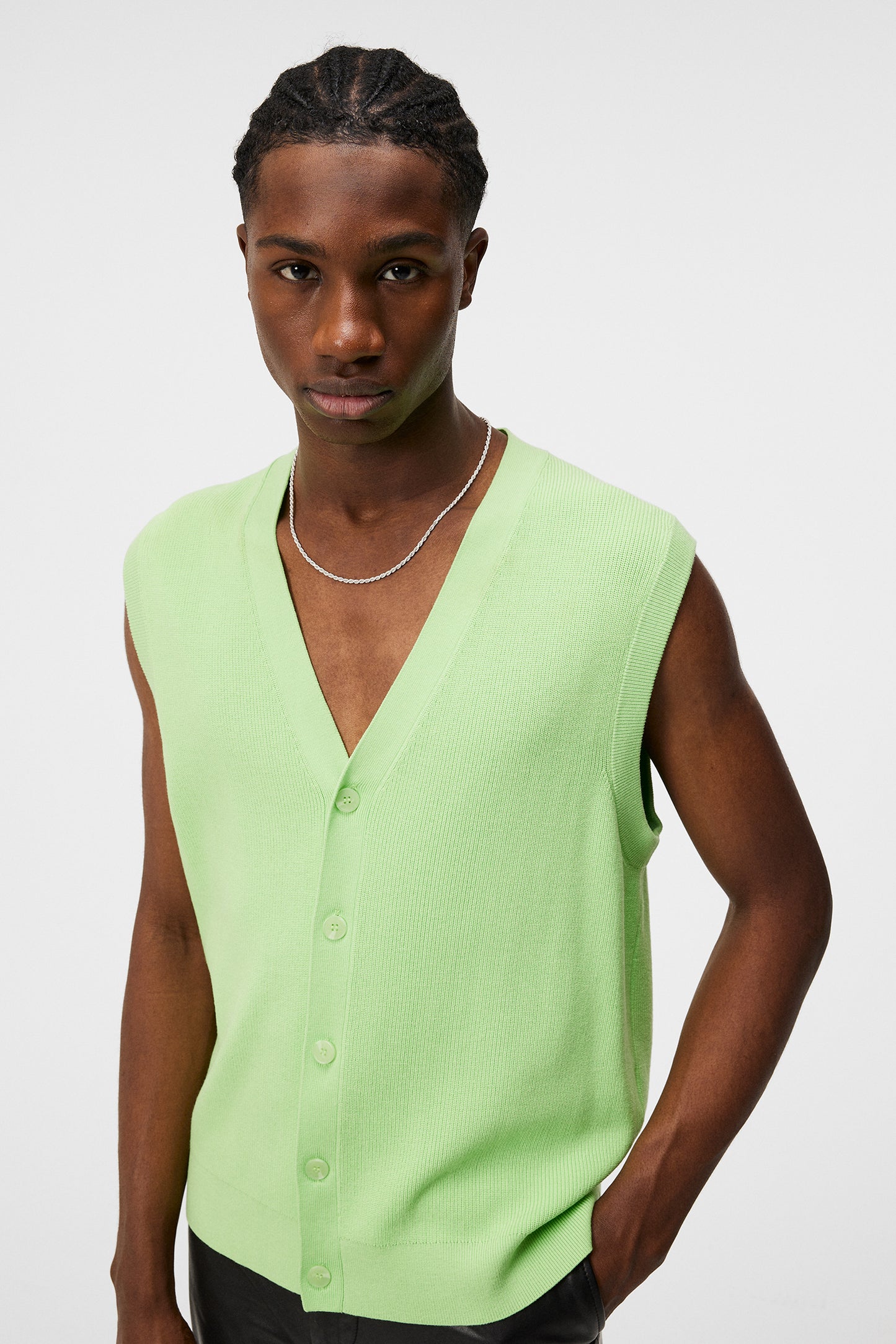 Hugo Cardigan Vest in Paradise Green by J.Lindeberg