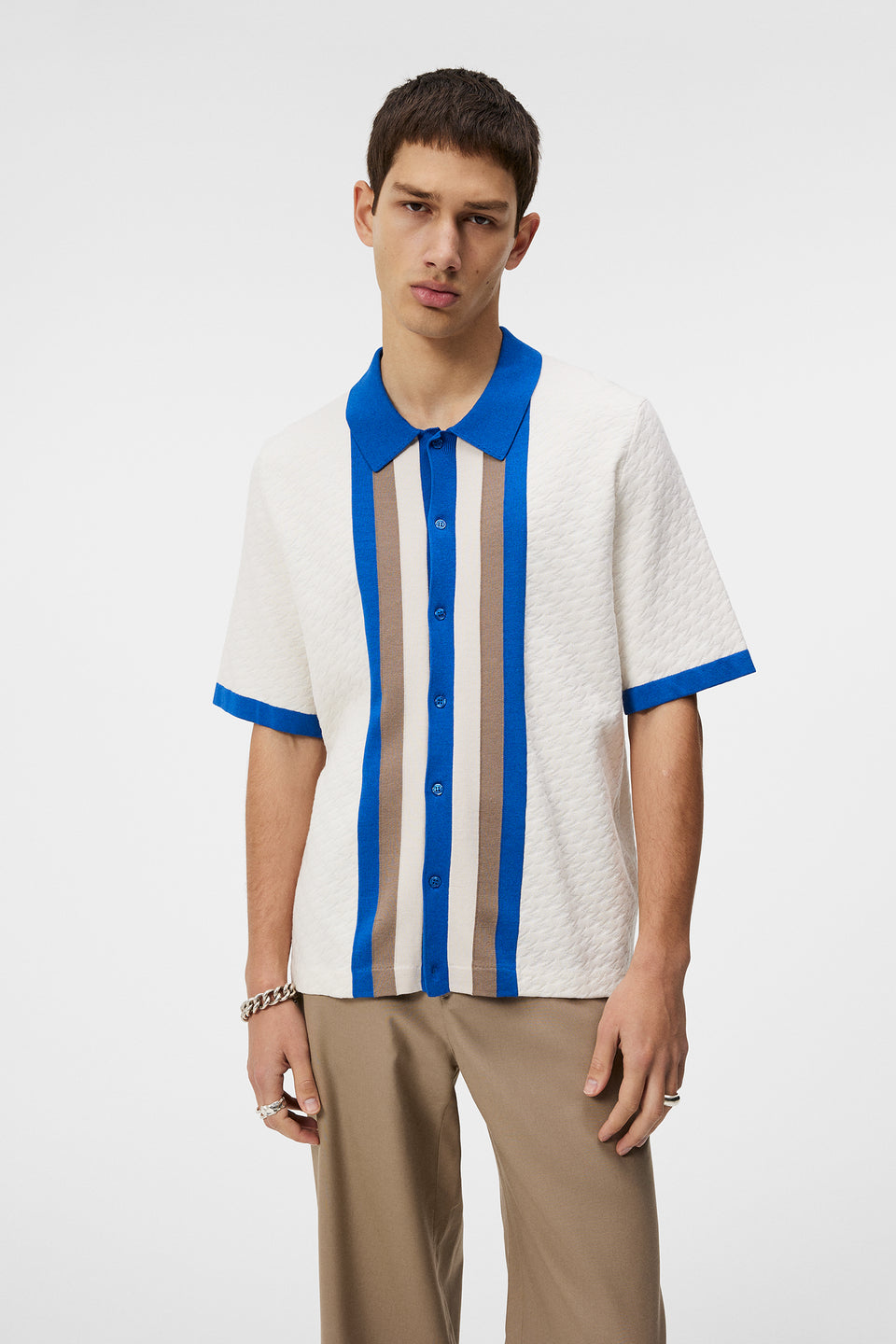 Rayne Jacquard Monogram Shirt / Cloud White