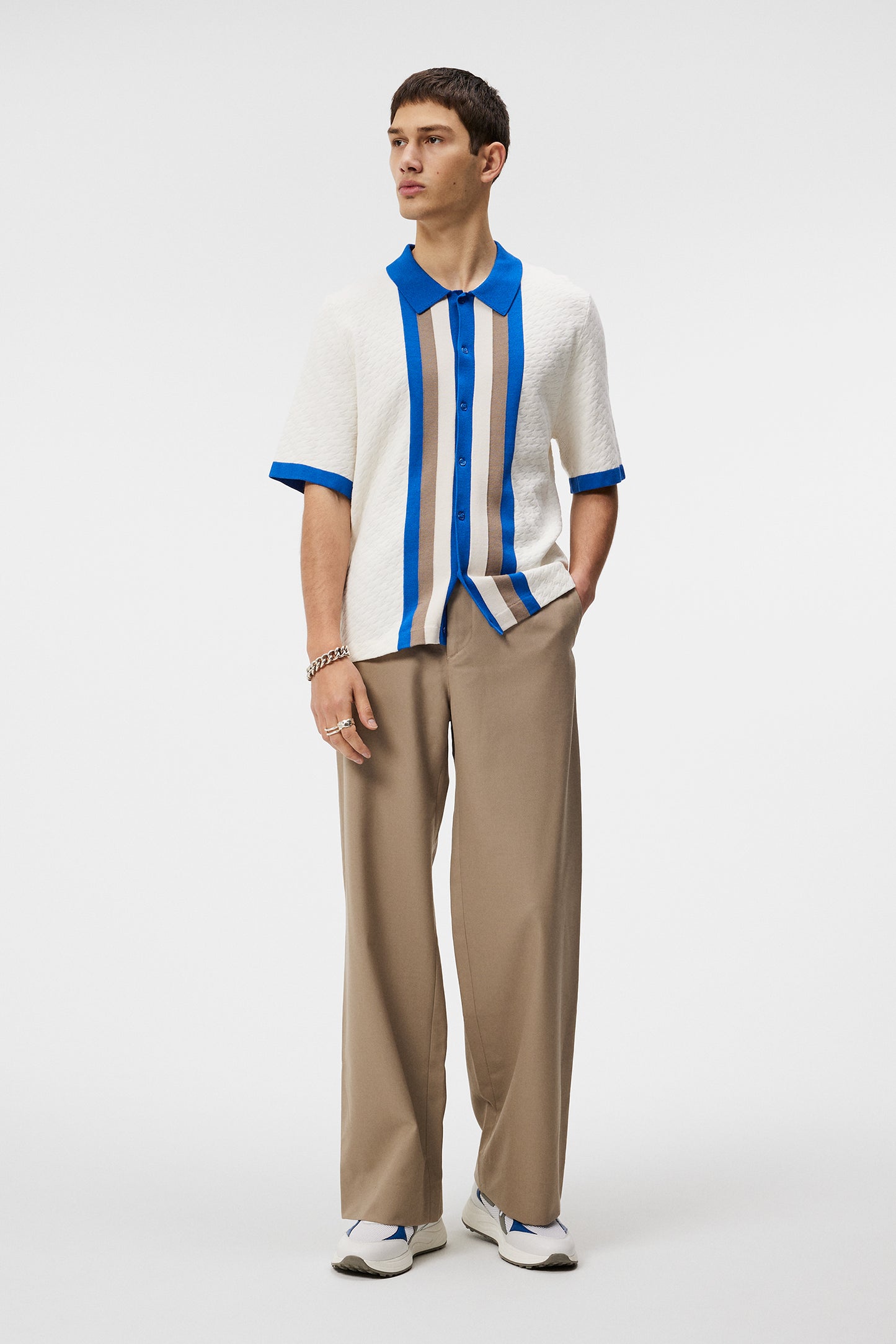 Rayne Jacquard Monogram Shirt in Cloud White by J.Lindeberg
