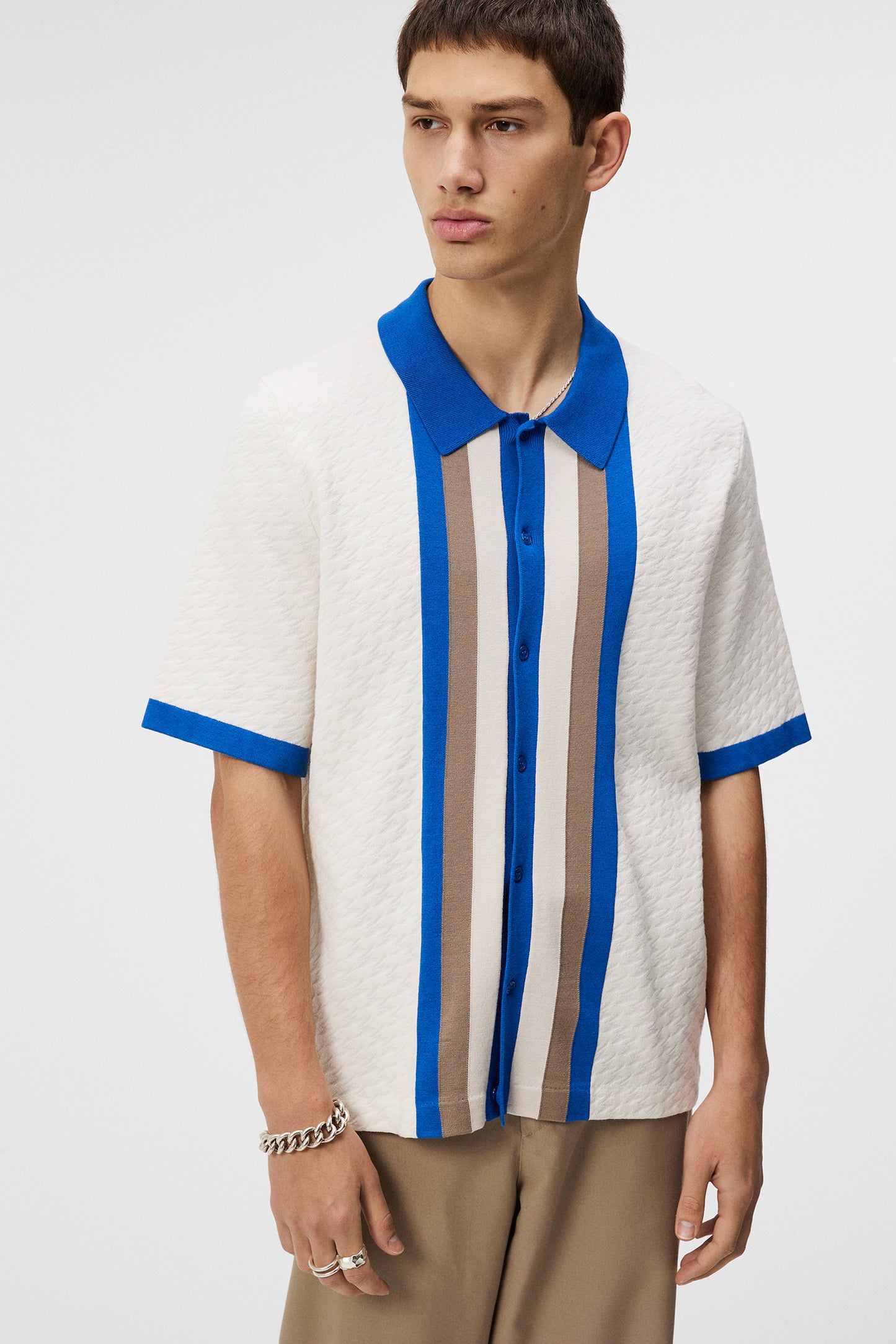 Rayne Jacquard Monogram Shirt in Cloud White by J.Lindeberg