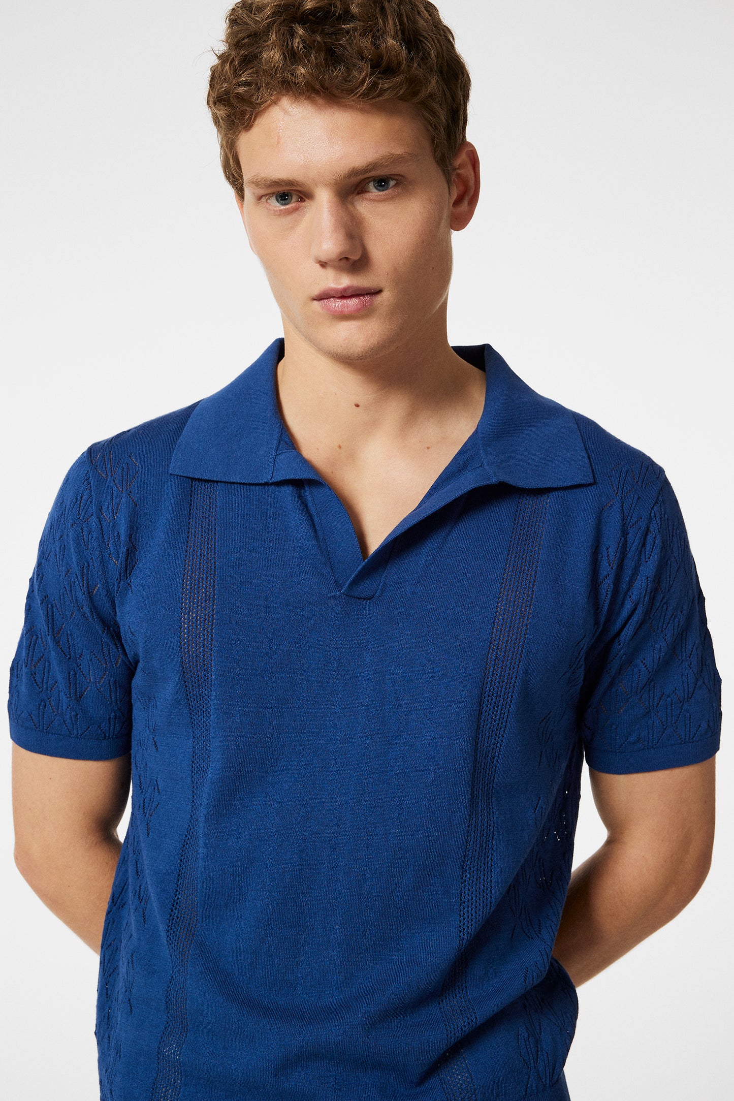 Ringo Open Collar in Estate Blue by J.Lindeberg