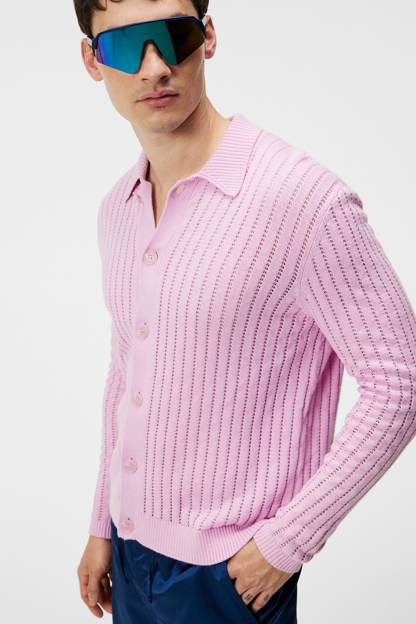 Edmondo Collar Cardigan in Pink Lavender by J.Lindeberg
