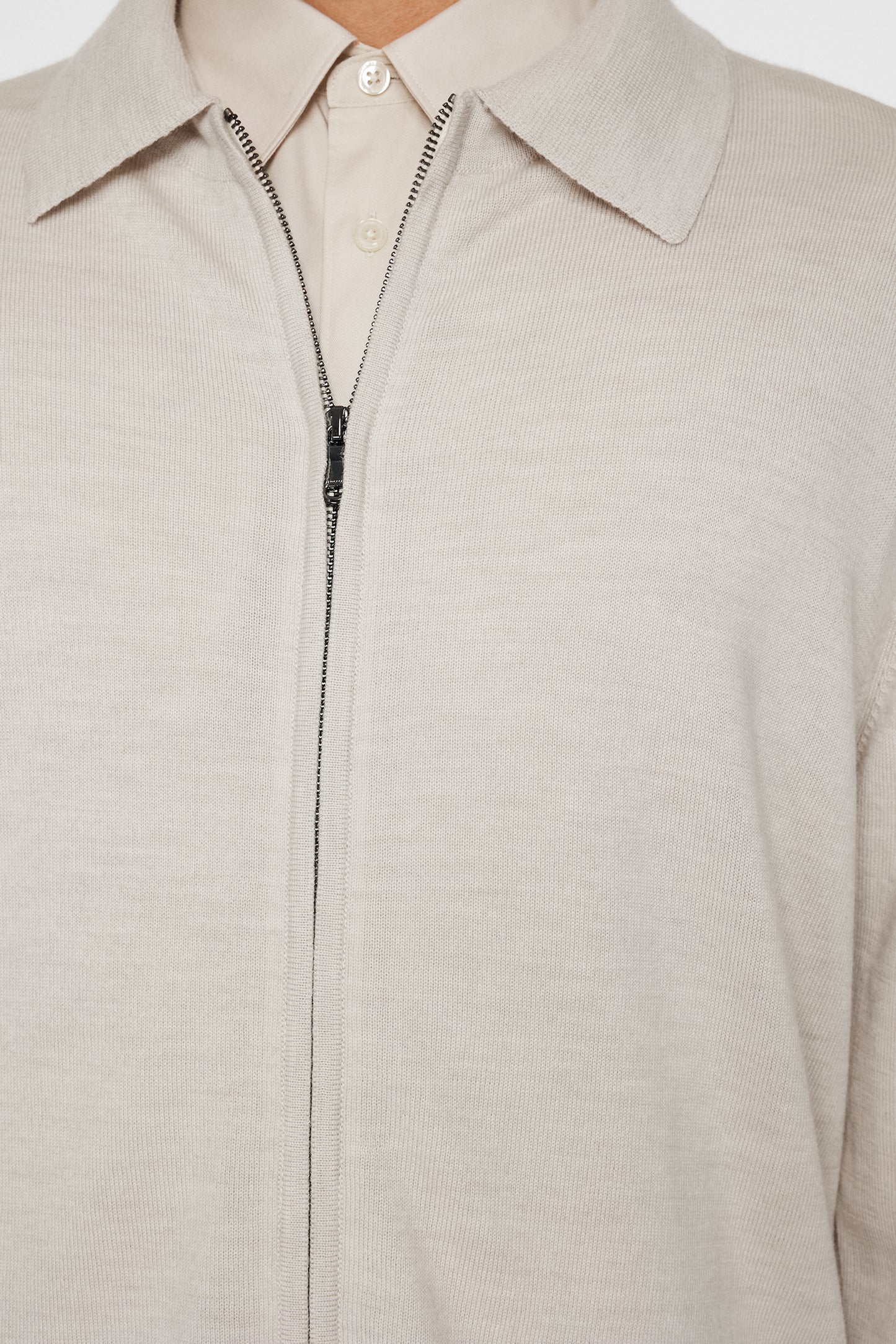 Kaleb Merino Zip Cardigan in Moonbeam Melange by J.Lindeberg