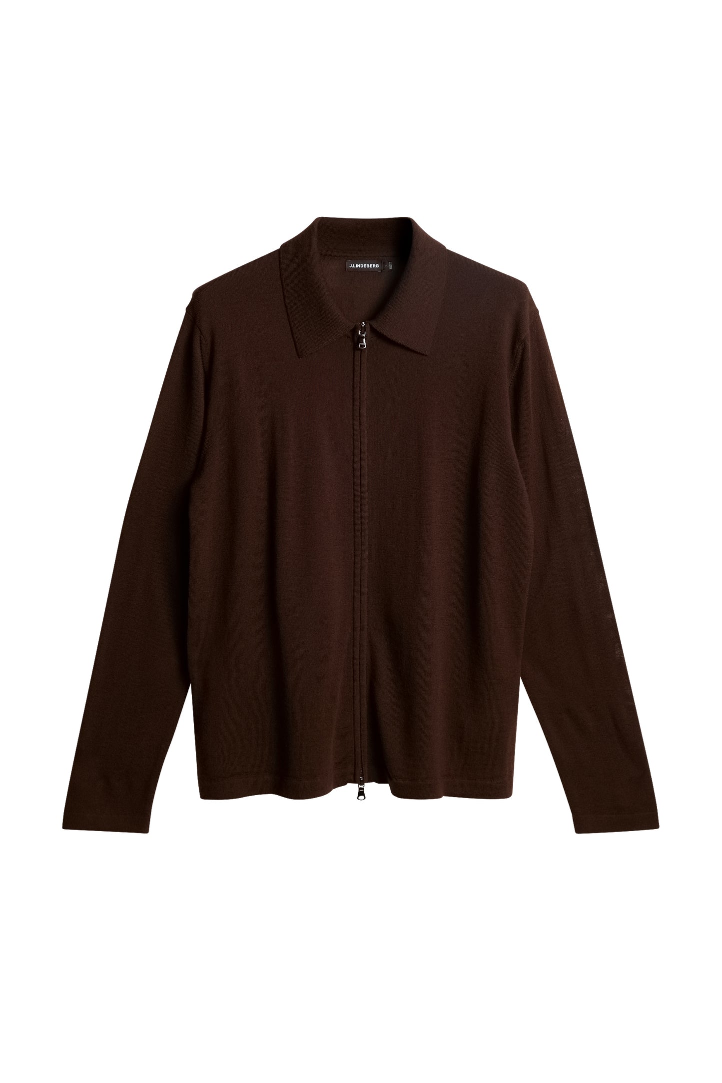 Kaleb Merino Zip Cardigan in Bitter Chocolate by J.Lindeberg