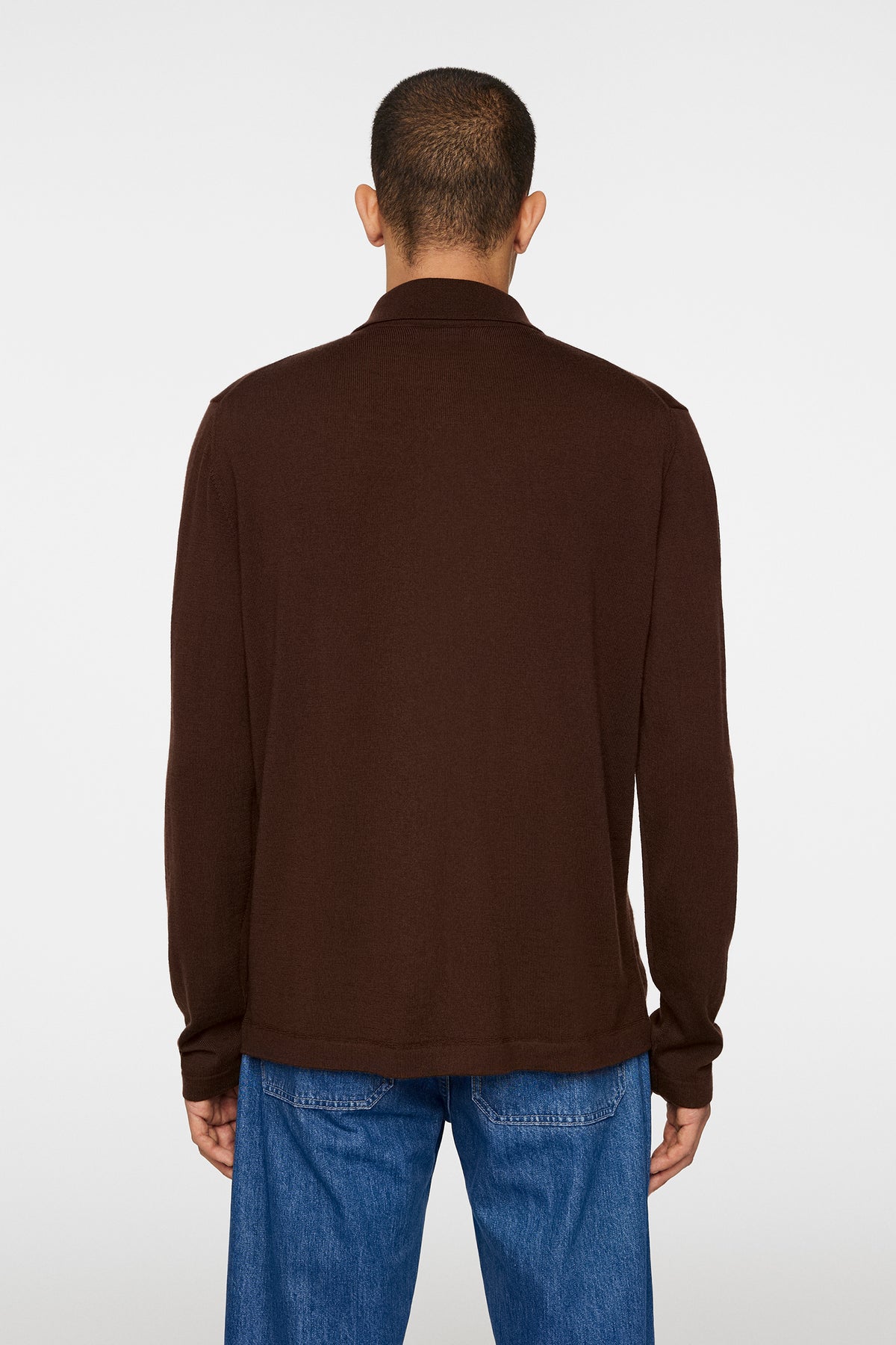 Kaleb Merino Zip Cardigan in Bitter Chocolate by J.Lindeberg