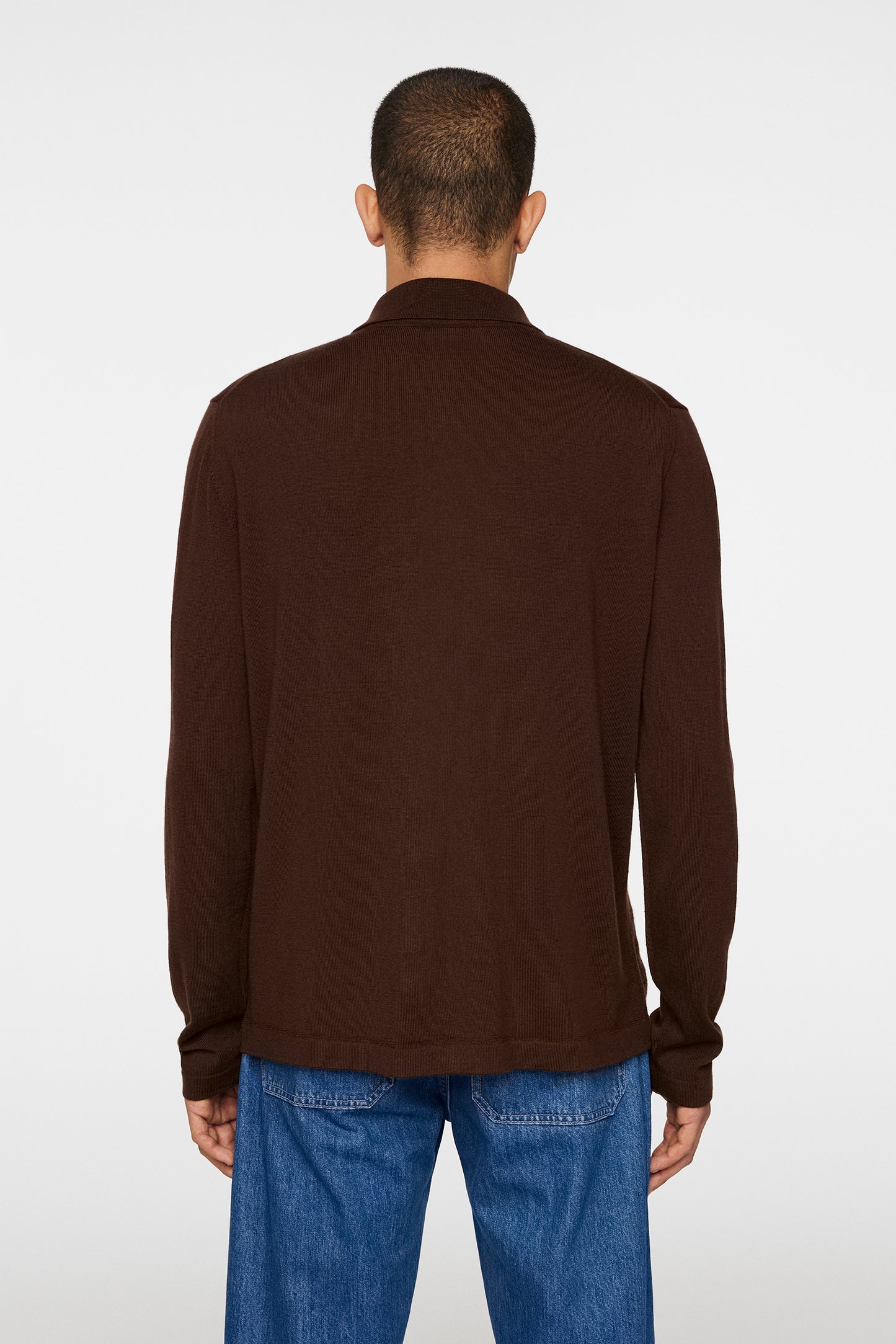 Kaleb Merino Zip Cardigan in Bitter Chocolate by J.Lindeberg