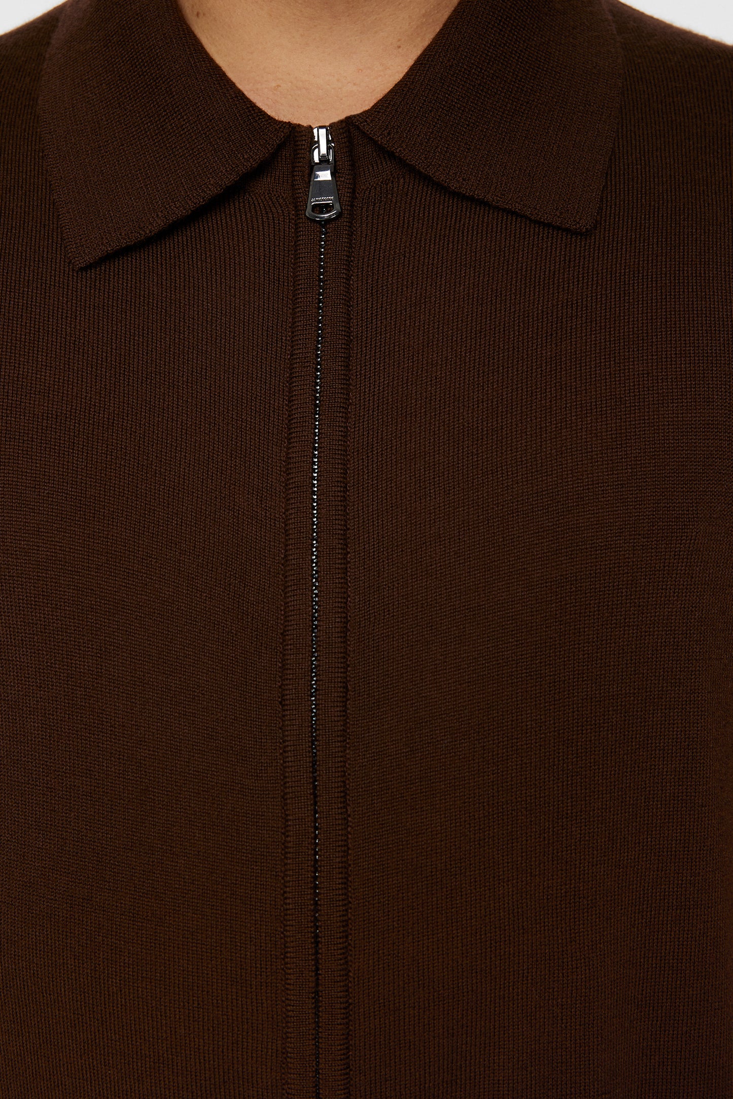 Kaleb Merino Zip Cardigan in Bitter Chocolate by J.Lindeberg