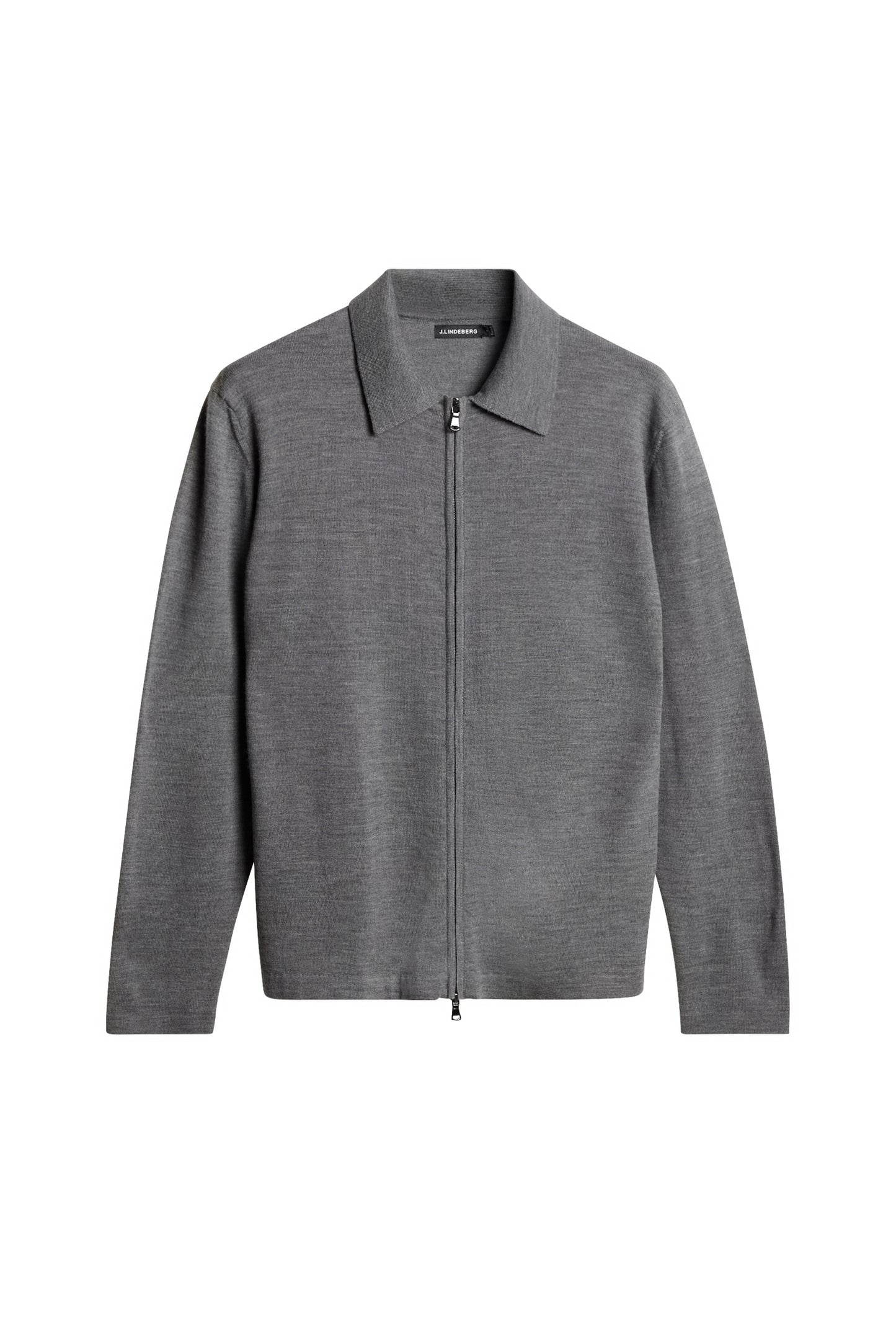 Kaleb Merino Zip Cardigan in Mid Grey Melange by J.Lindeberg
