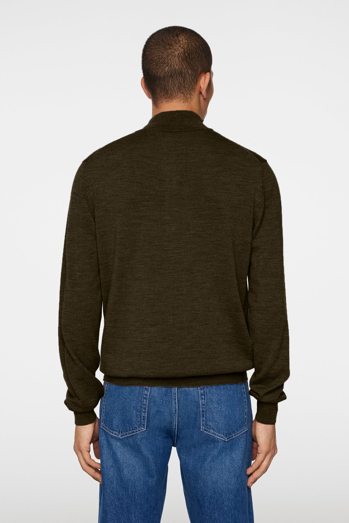 Kiyan Quarter Zip Sweater in Forest Green by J.Lindeberg