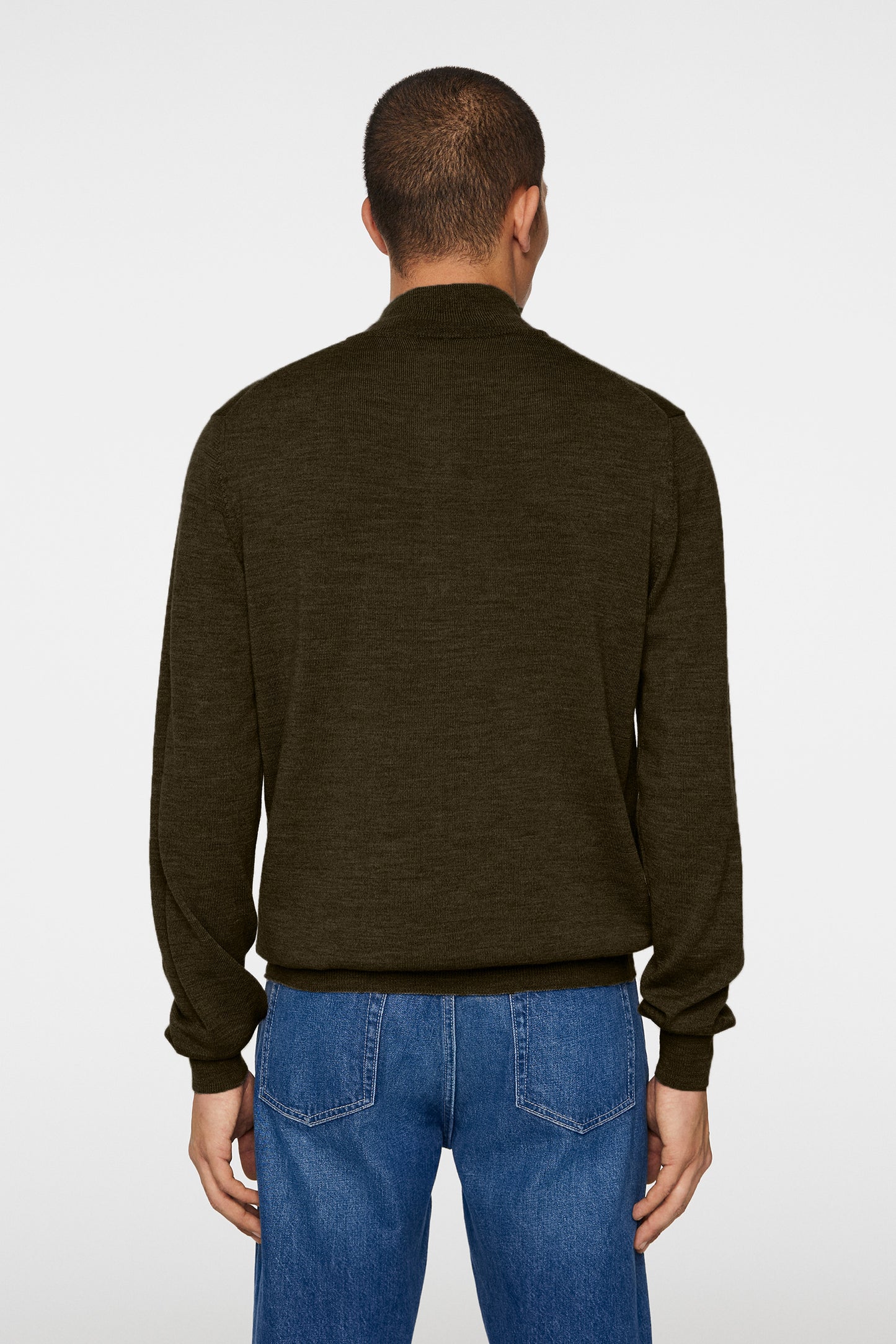 Kiyan Quarter Zip Sweater in Forest Green by J.Lindeberg