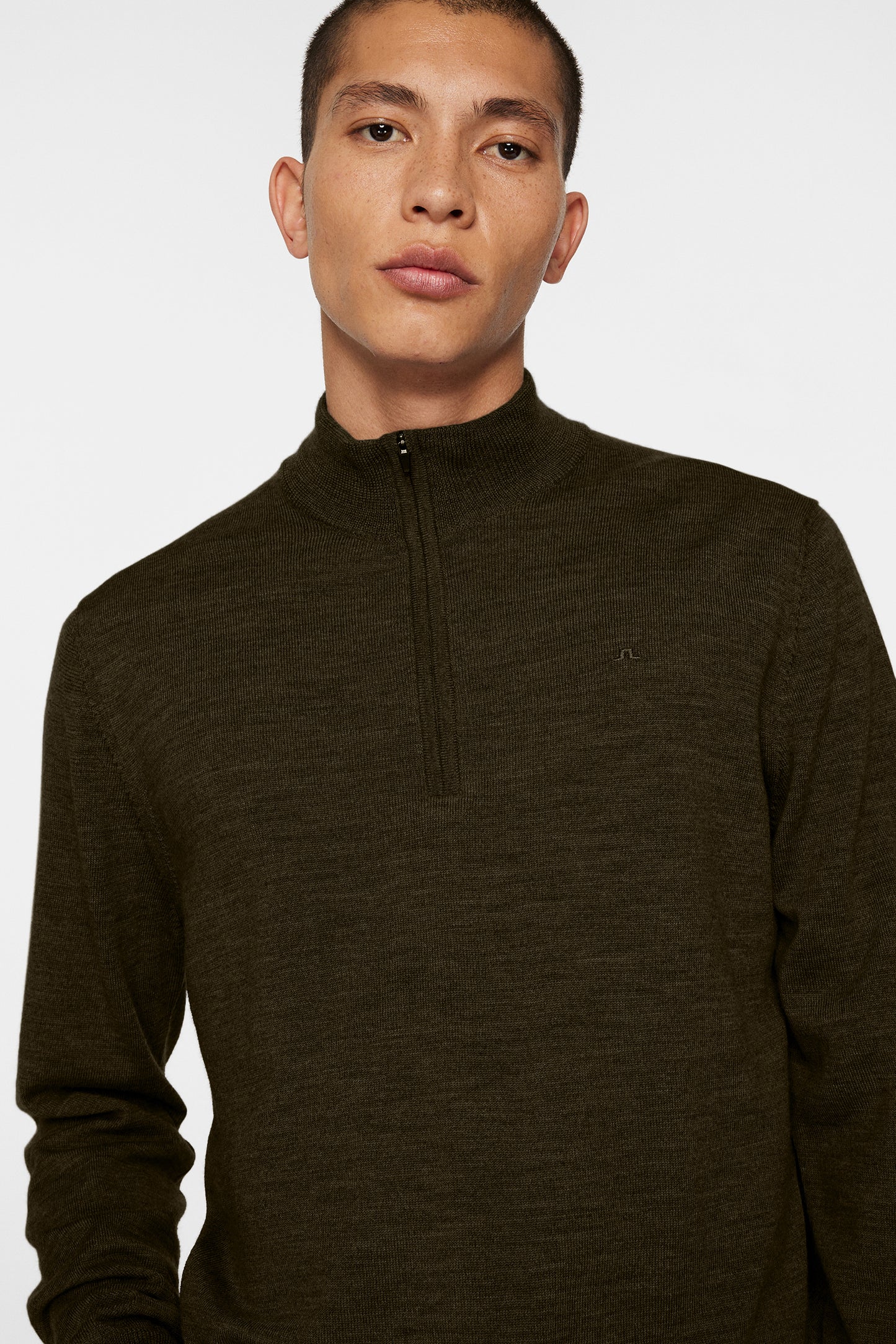 Kiyan Quarter Zip Sweater in Forest Green by J.Lindeberg