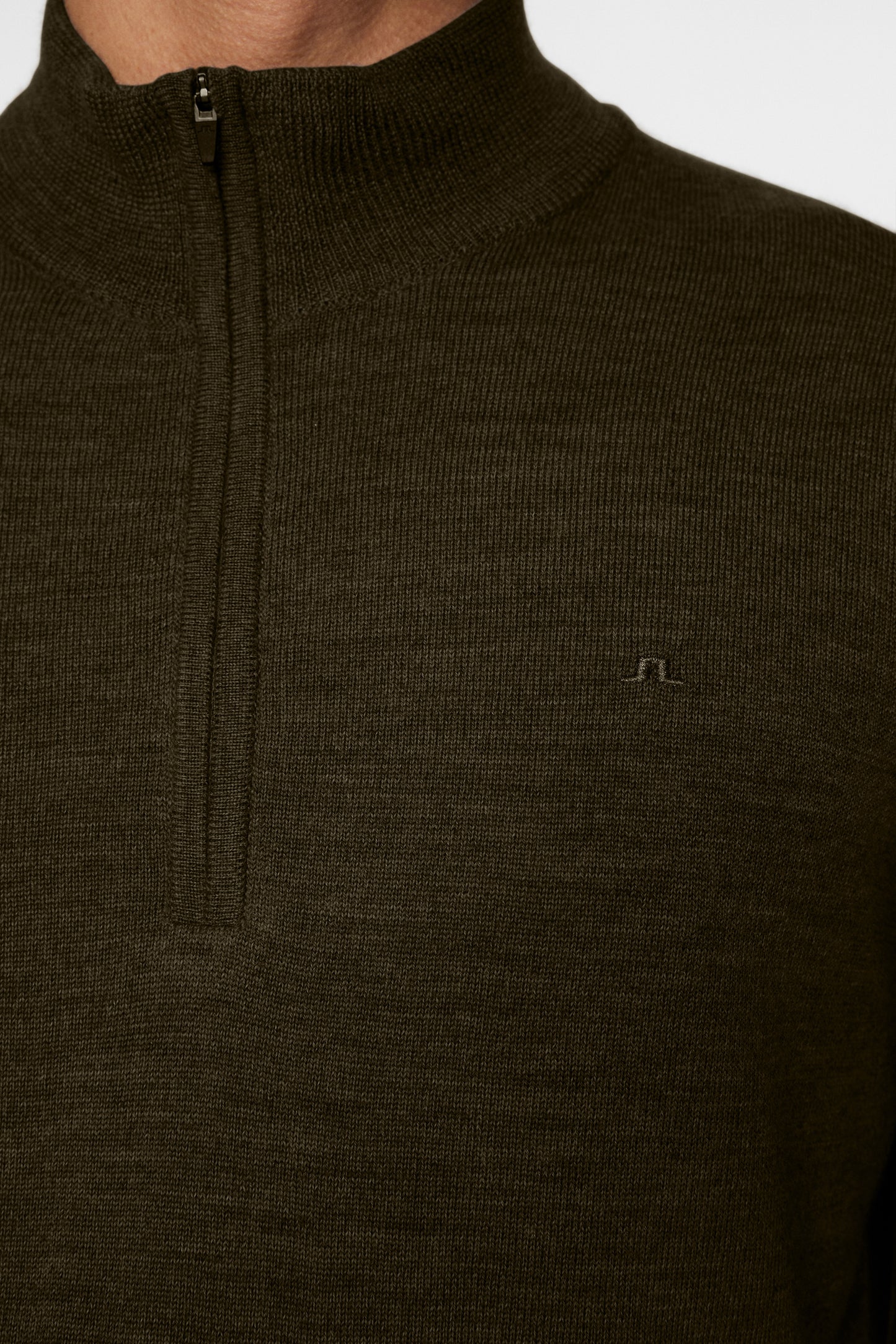 Kiyan Quarter Zip Sweater in Forest Green by J.Lindeberg