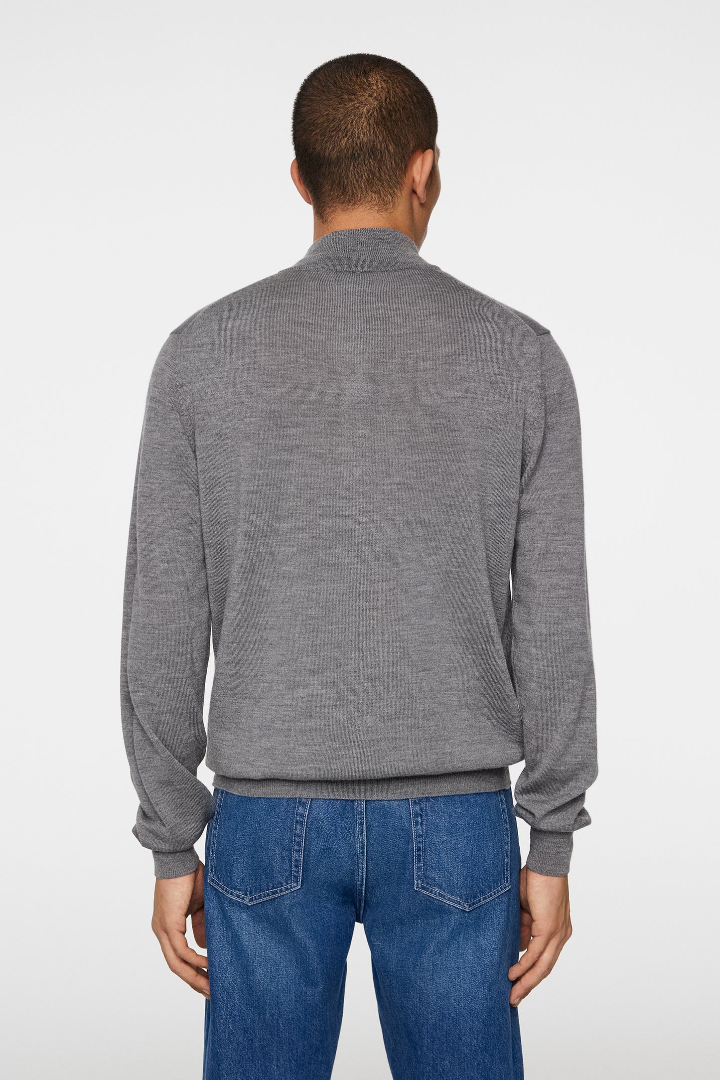 Kiyan Quarter Zip Sweater in Mid Grey Melange by J.Lindeberg