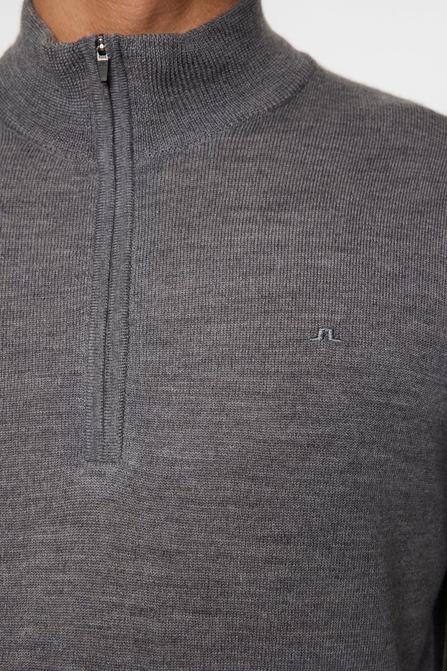 Kiyan Quarter Zip Sweater in Mid Grey Melange by J.Lindeberg