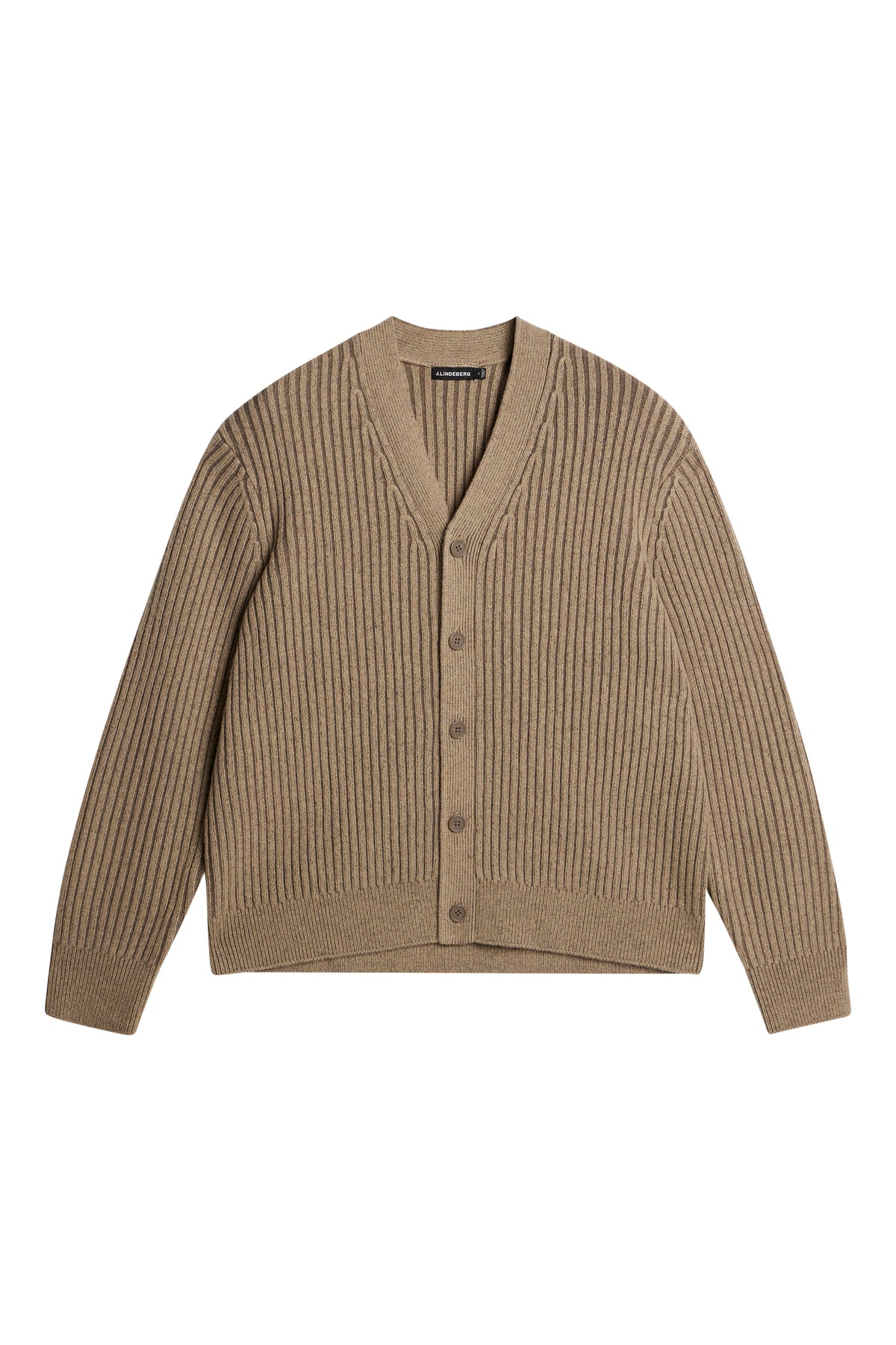 Twin Plated Knit Cardigan in Tiger Brown by J.Lindeberg