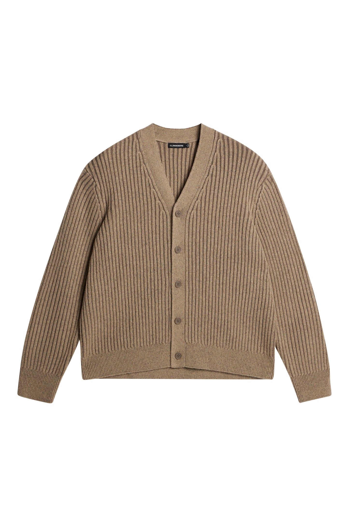 Twin Plated Knit Cardigan in Tiger Brown by J.Lindeberg