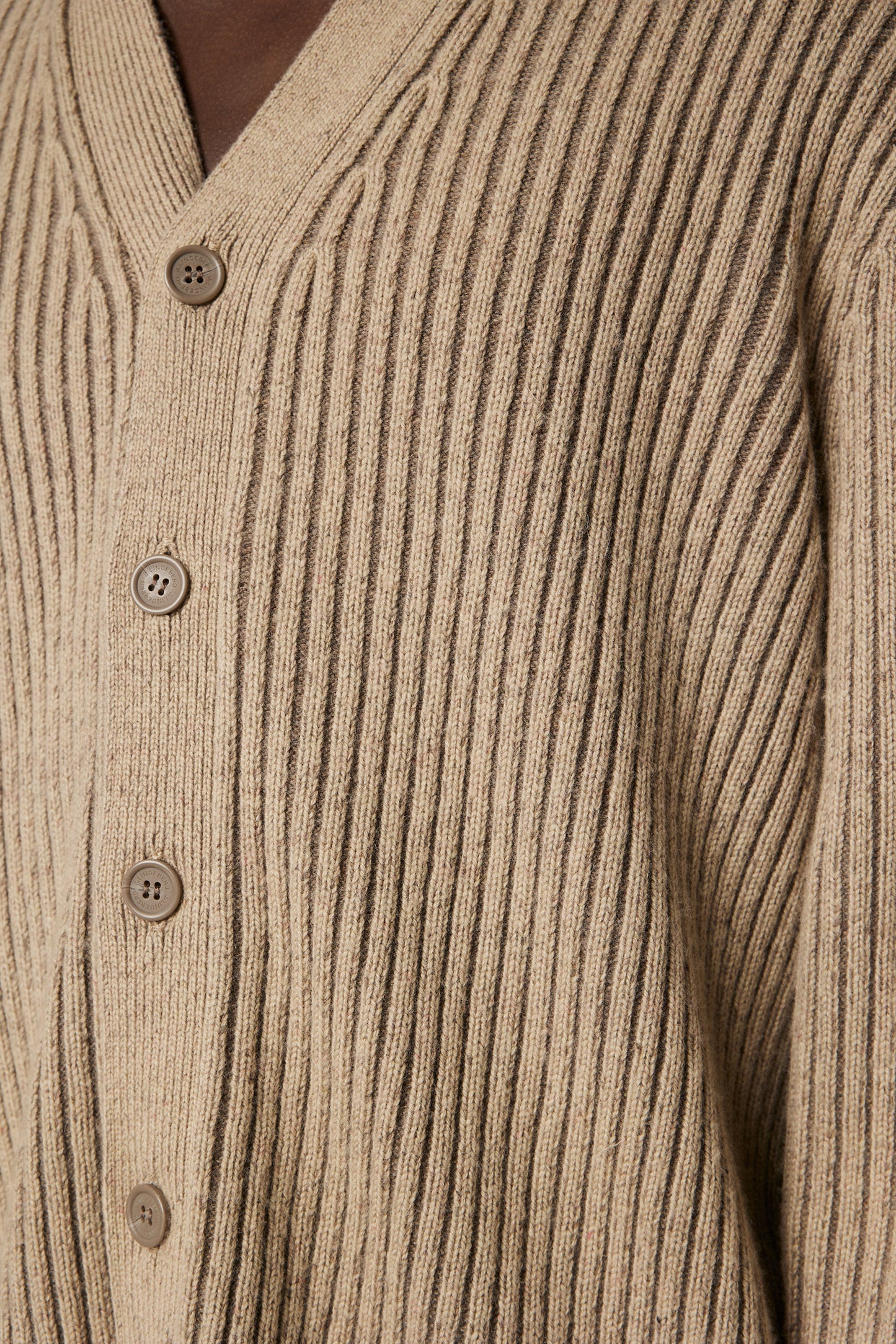 Twin Plated Knit Cardigan in Tiger Brown by J.Lindeberg