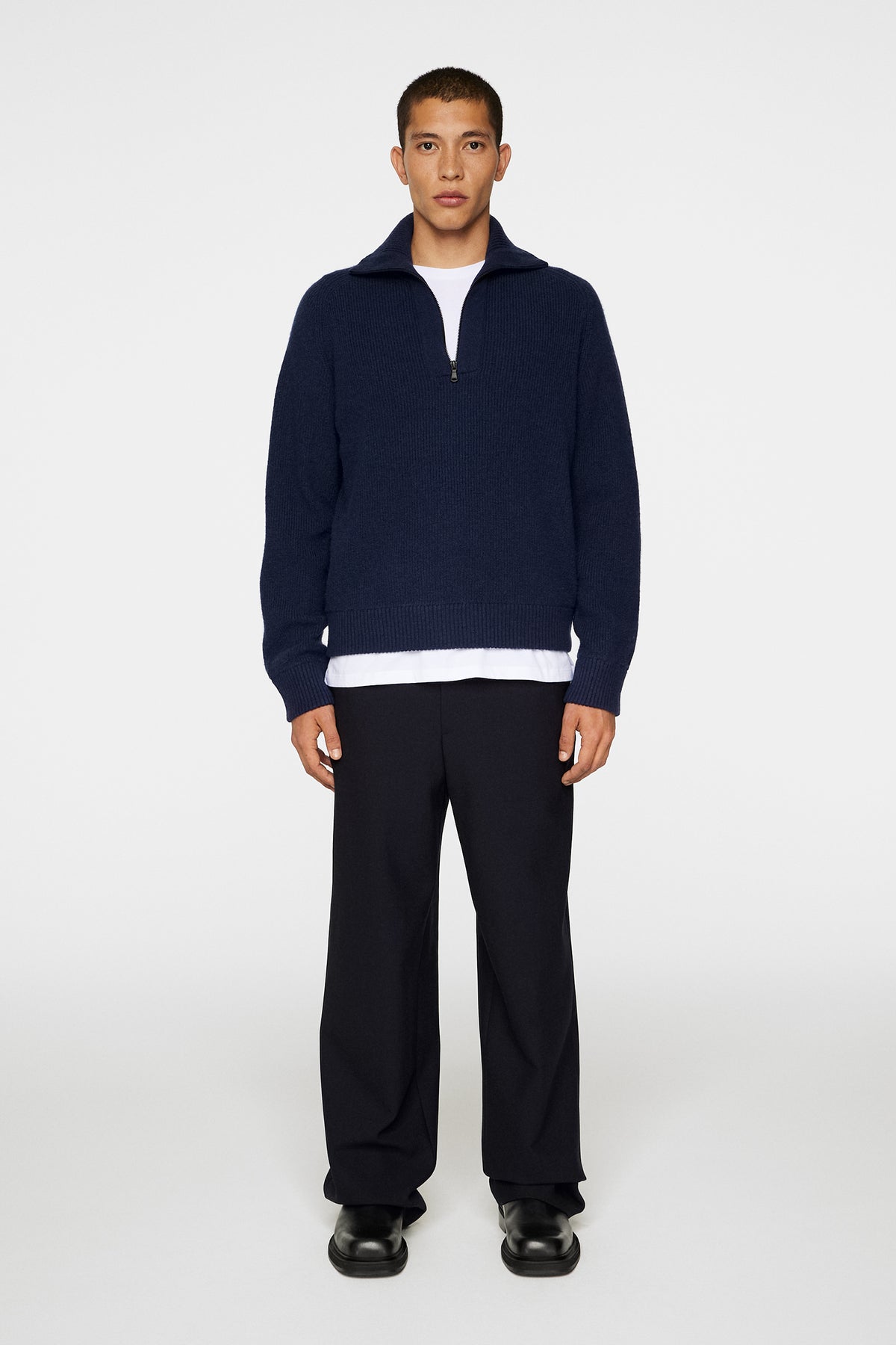 Wilmer Quarter Zip Knit in JL Navy by J.Lindeberg