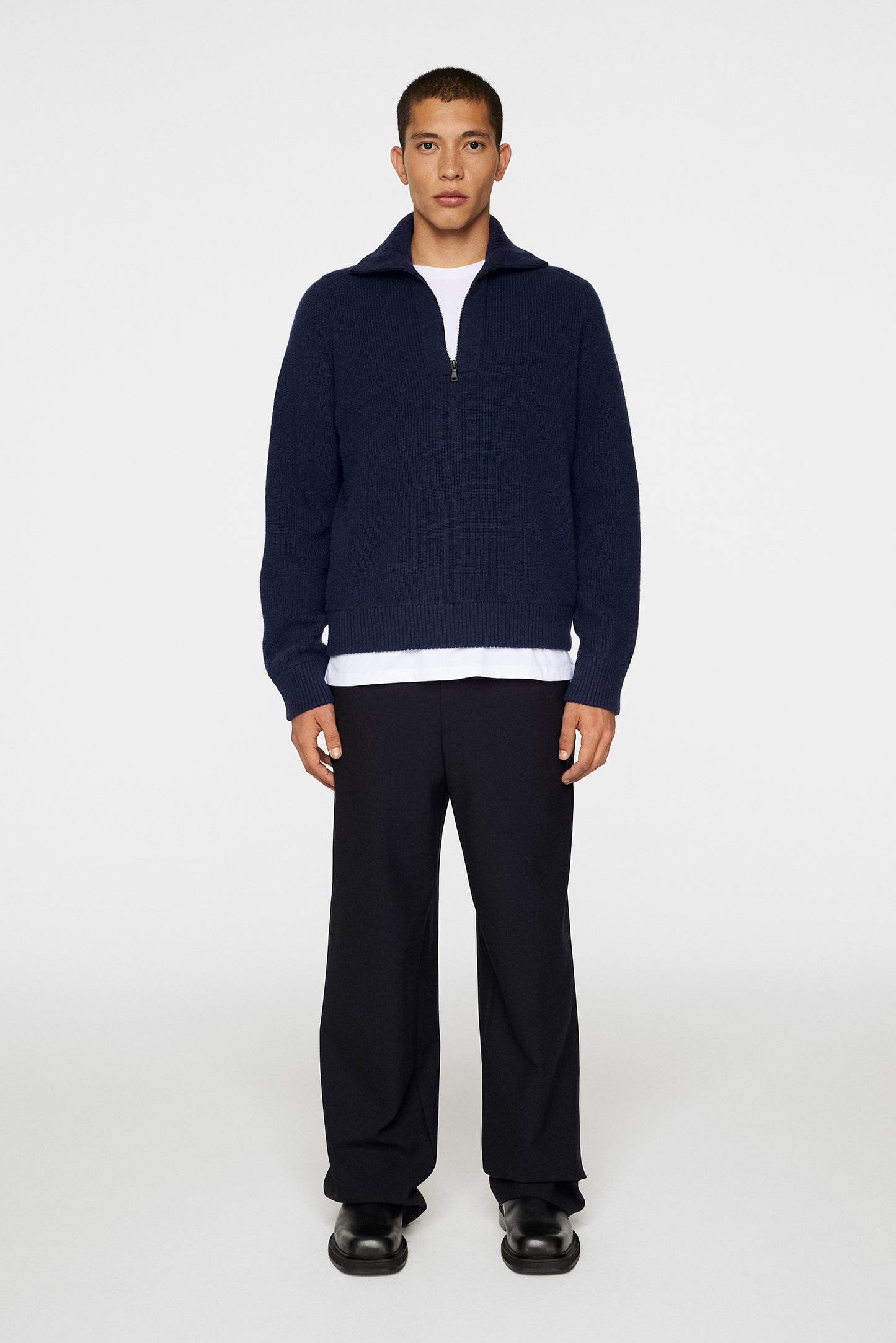 Wilmer Quarter Zip Knit in JL Navy by J.Lindeberg