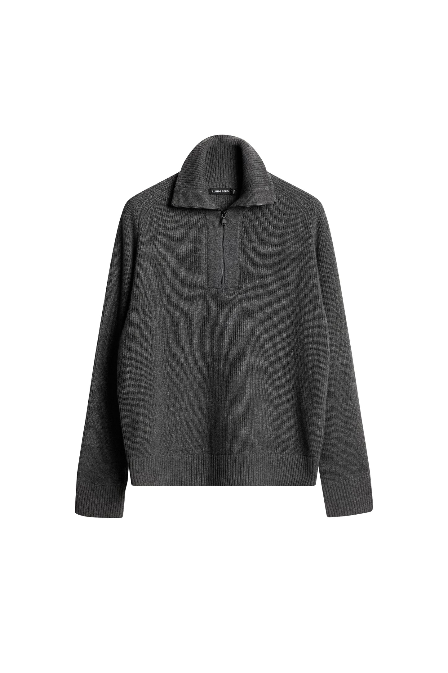 Wilmer Quarter Zip Knit in Mid Grey Melange by J.Lindeberg