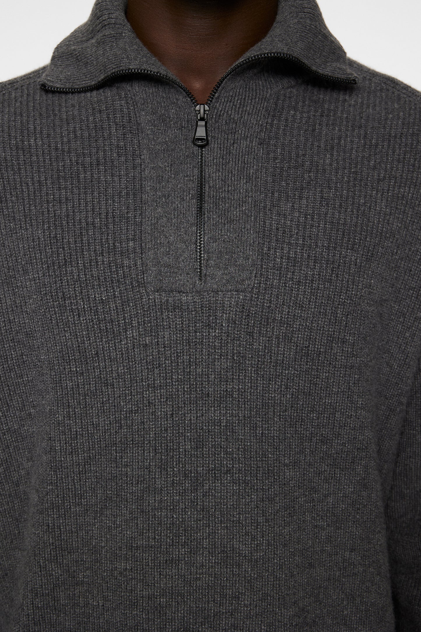 Wilmer Quarter Zip Knit in Mid Grey Melange by J.Lindeberg