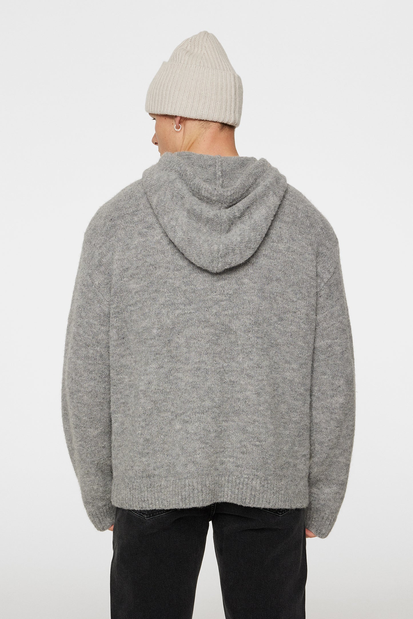 Broon Alpaca Blend Hoodie in Mid Grey Melange by J.Lindeberg