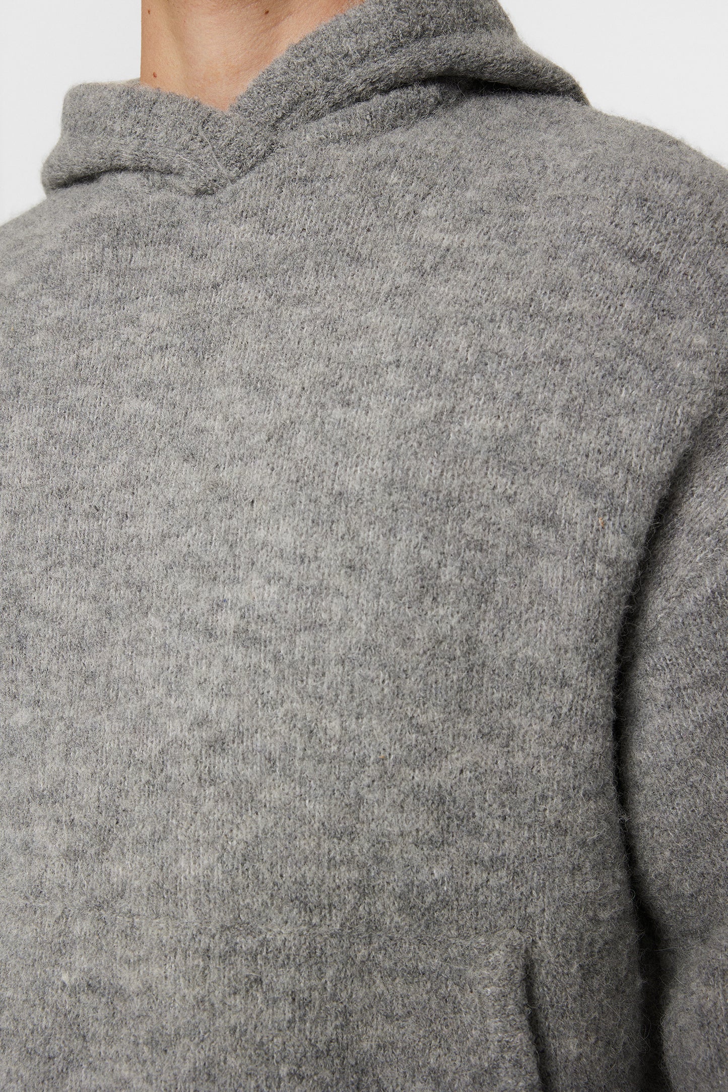 Broon Alpaca Blend Hoodie in Mid Grey Melange by J.Lindeberg