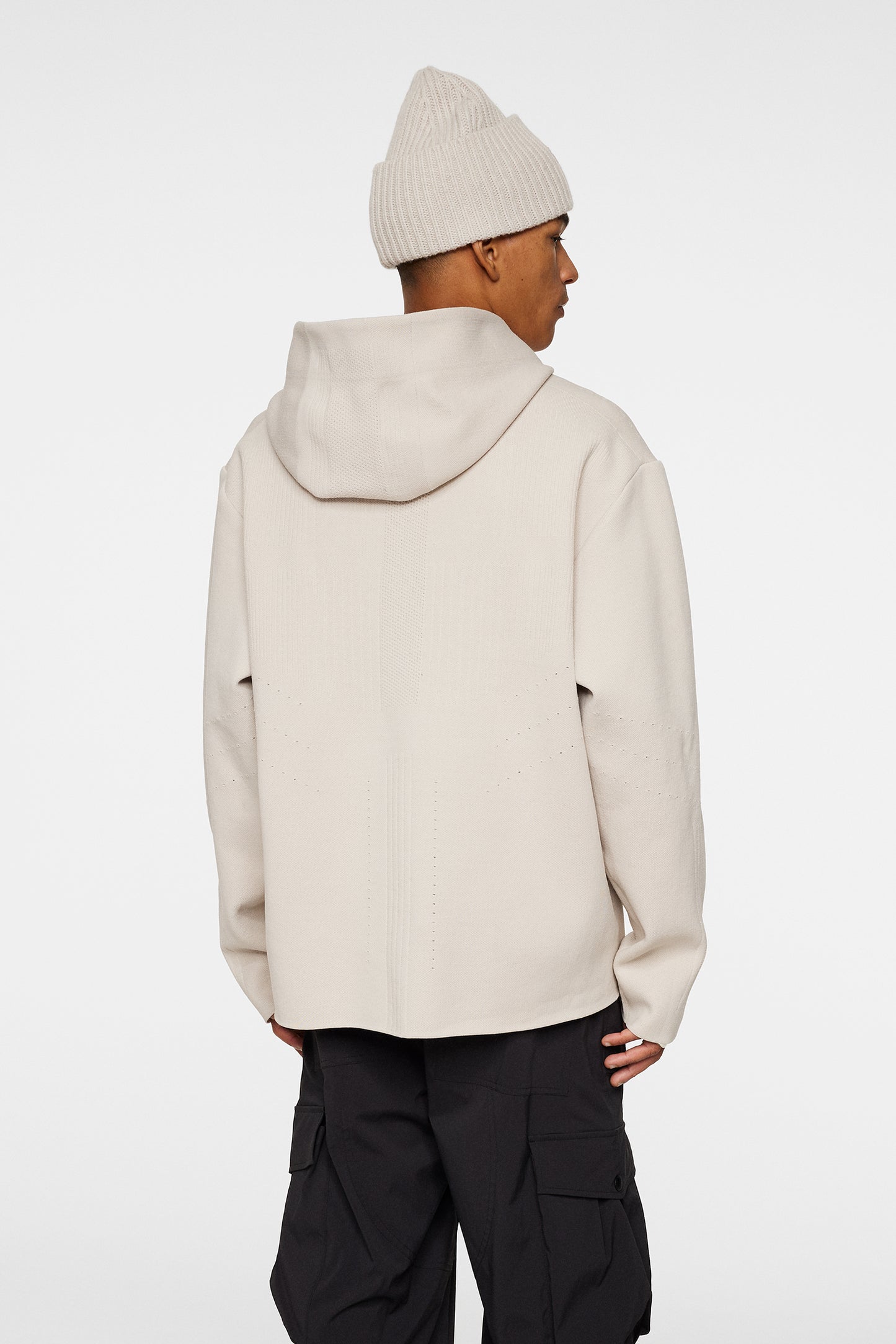 Matt Tech Knit Hood in Moonbeam by J.Lindeberg