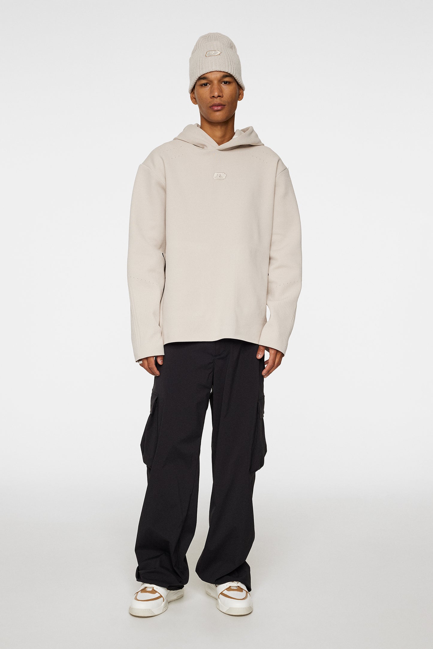 Matt Tech Knit Hood in Moonbeam by J.Lindeberg