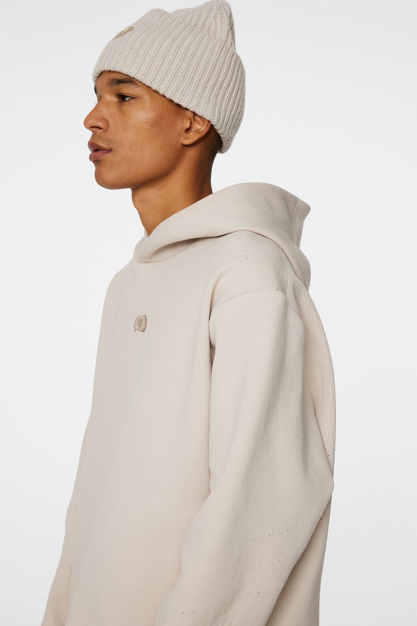 Matt Tech Knit Hood in Moonbeam by J.Lindeberg