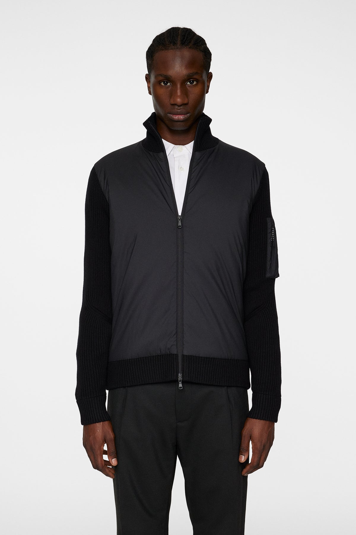 Beck Knitted Hybrid Jacket in Black by J.Lindeberg