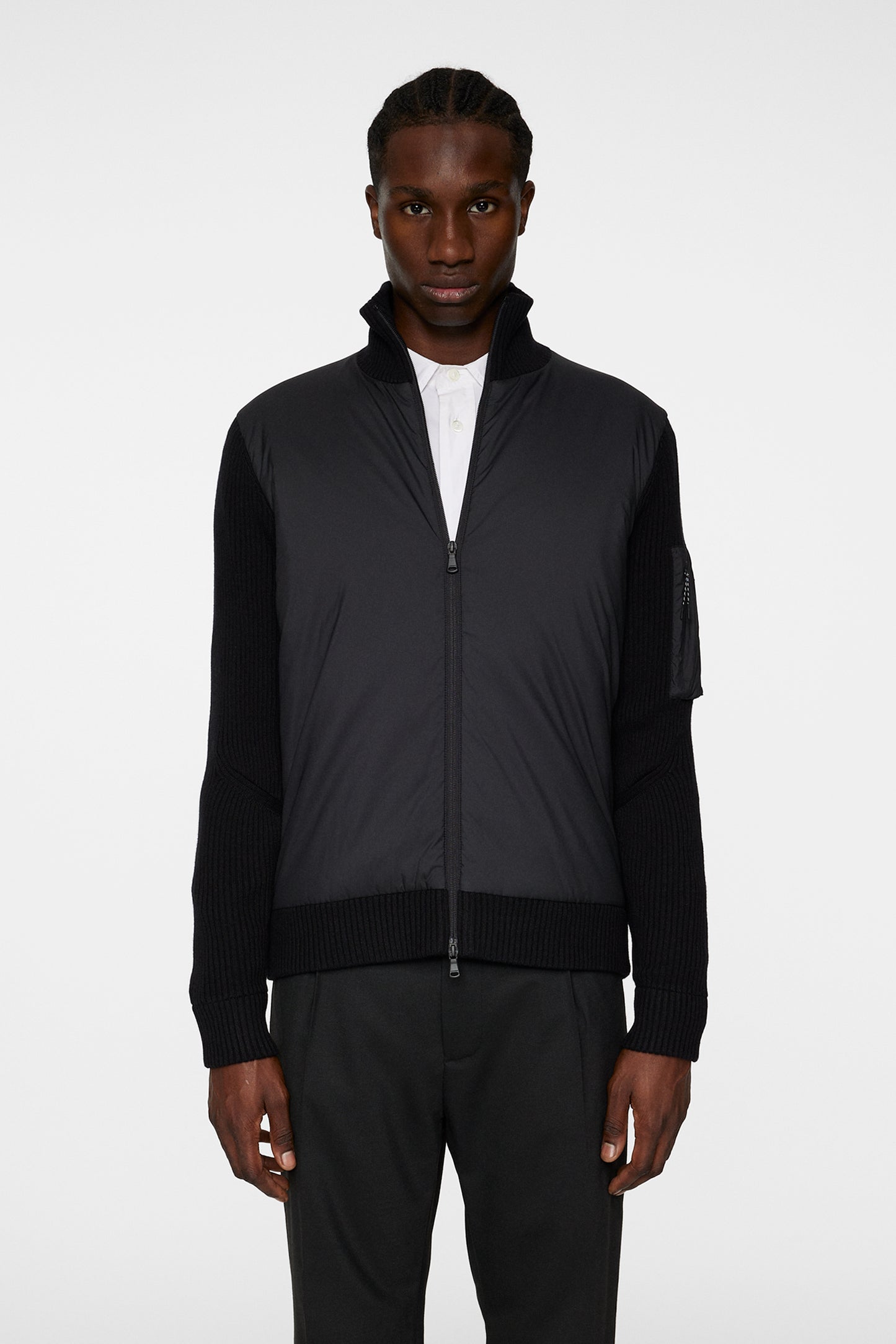 Beck Knitted Hybrid Jacket in Black by J.Lindeberg