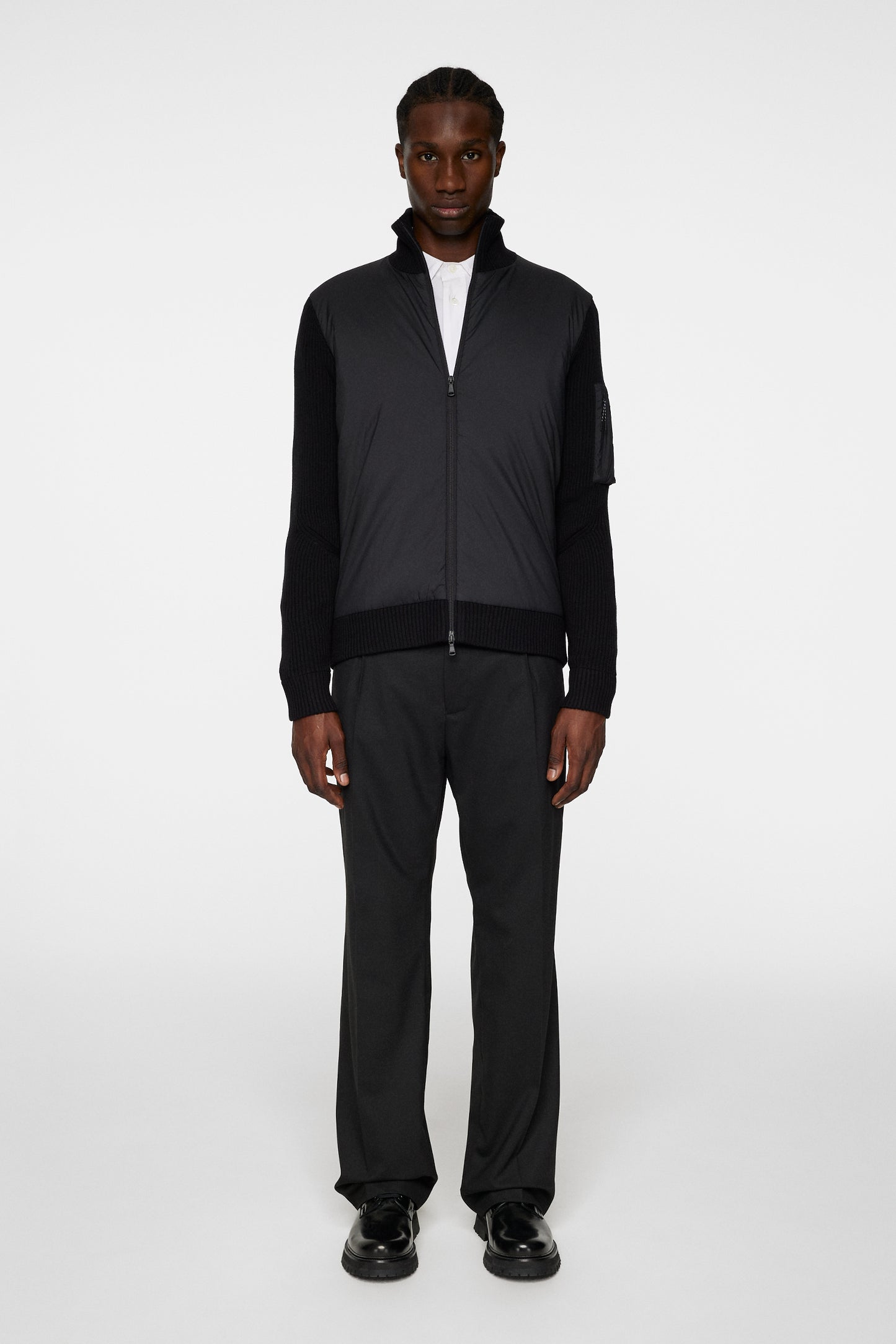 Beck Knitted Hybrid Jacket in Black by J.Lindeberg