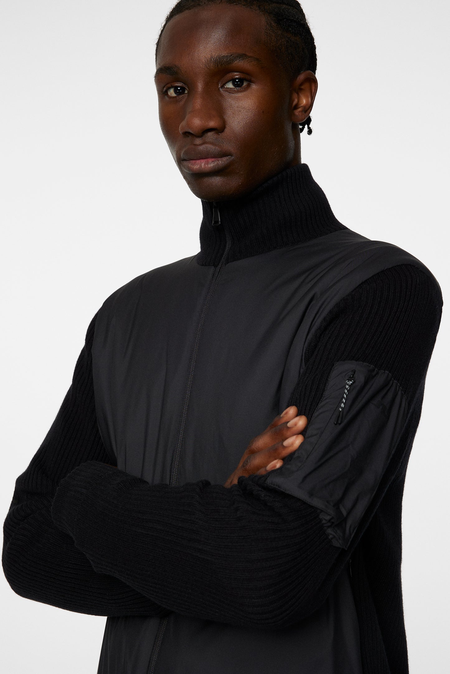 Beck Knitted Hybrid Jacket in Black by J.Lindeberg