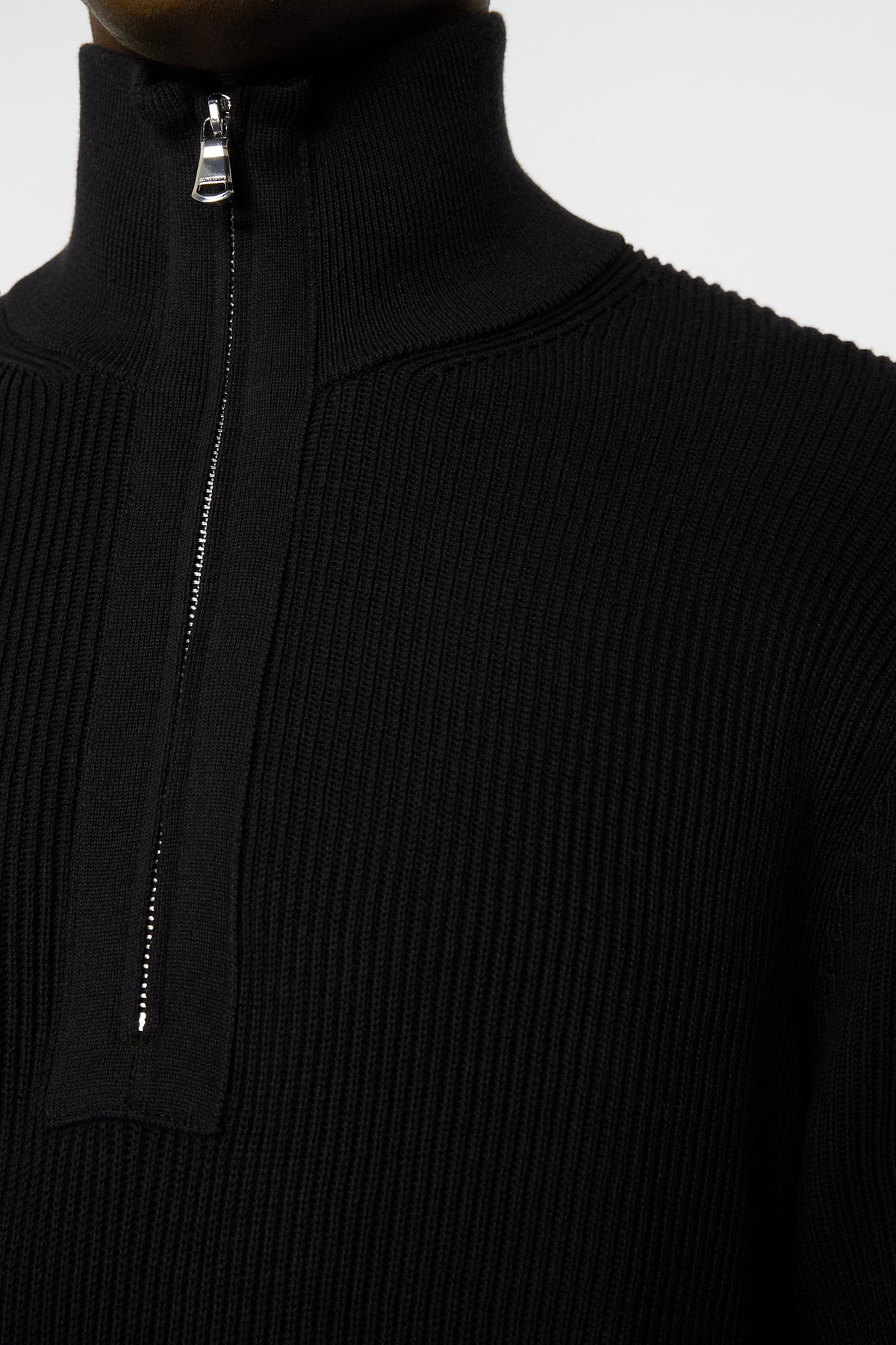 Alex Half Zip Knitted Sweater in Black by J.Lindeberg