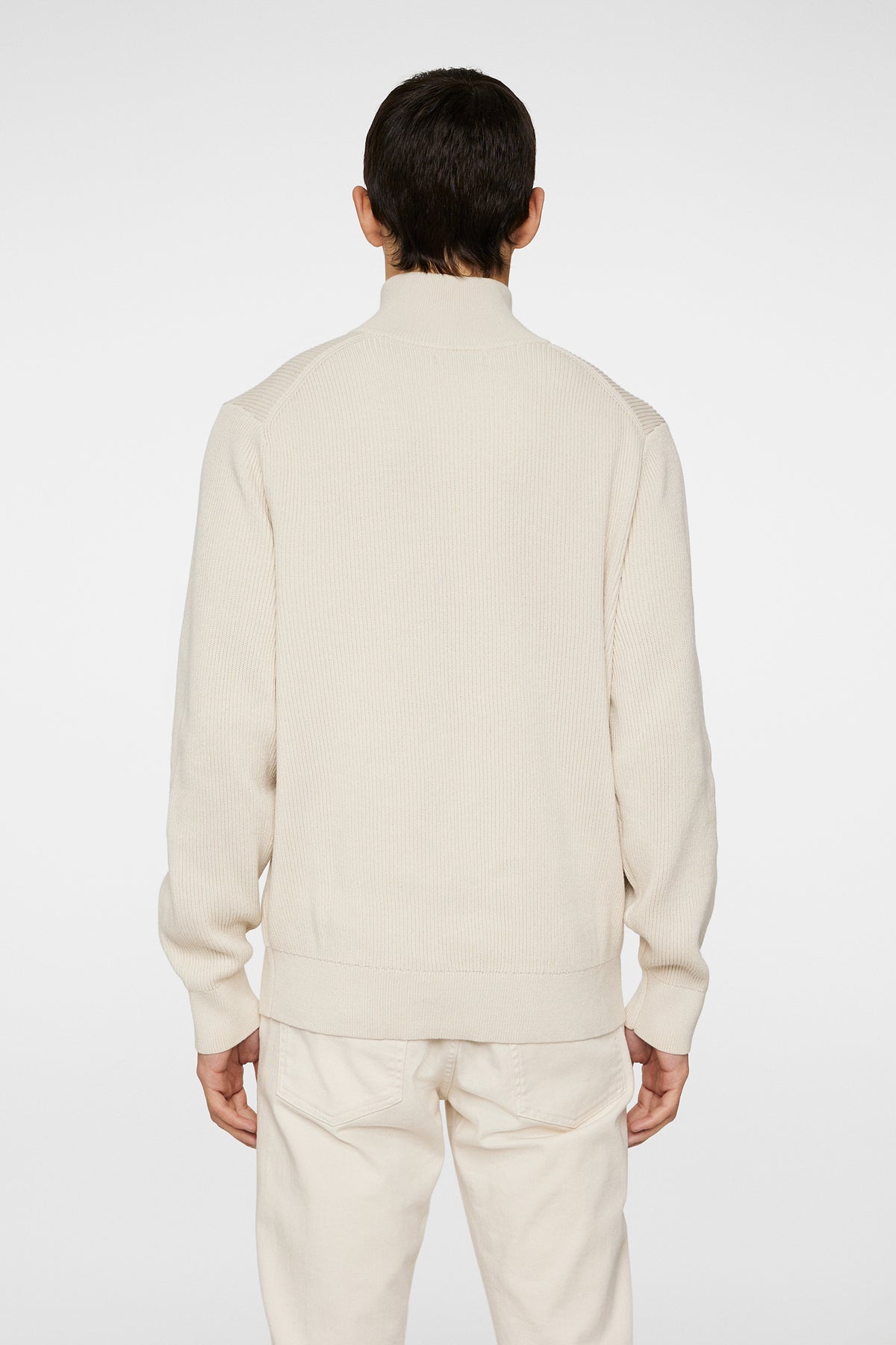 Alex Half Zip Knitted Sweater in Moonbeam by J.Lindeberg