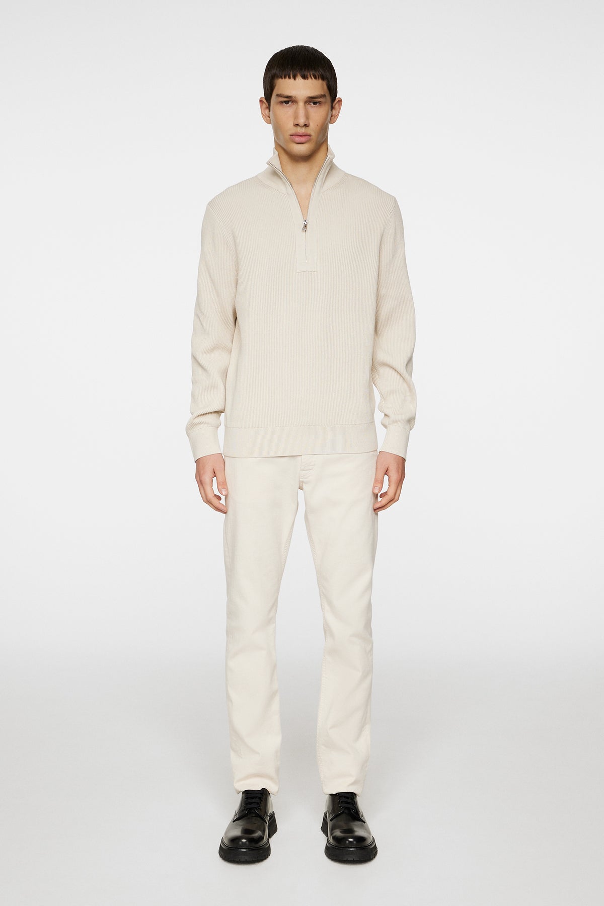 Alex Half Zip Knitted Sweater in Moonbeam by J.Lindeberg