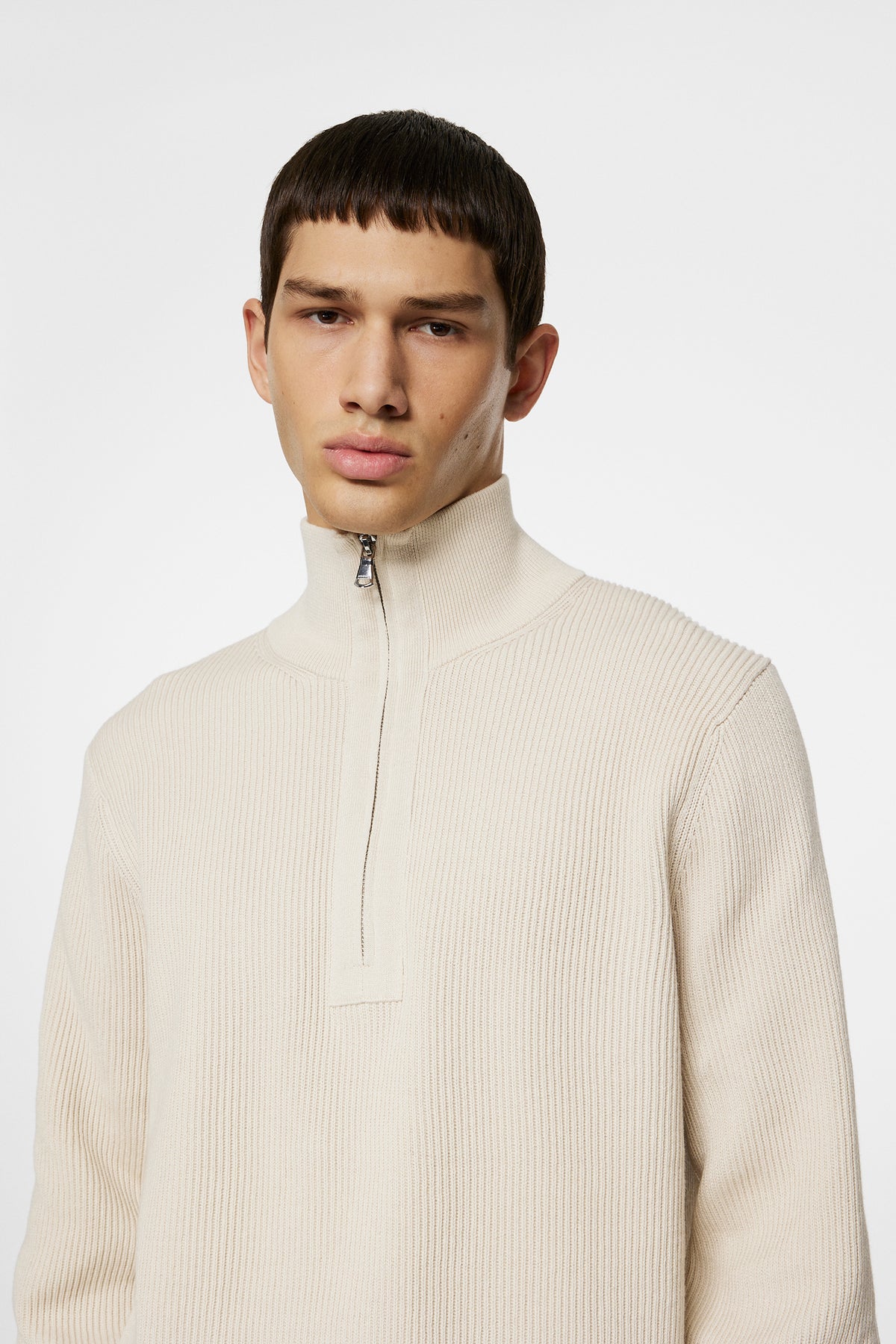 Alex Half Zip Knitted Sweater in Moonbeam by J.Lindeberg
