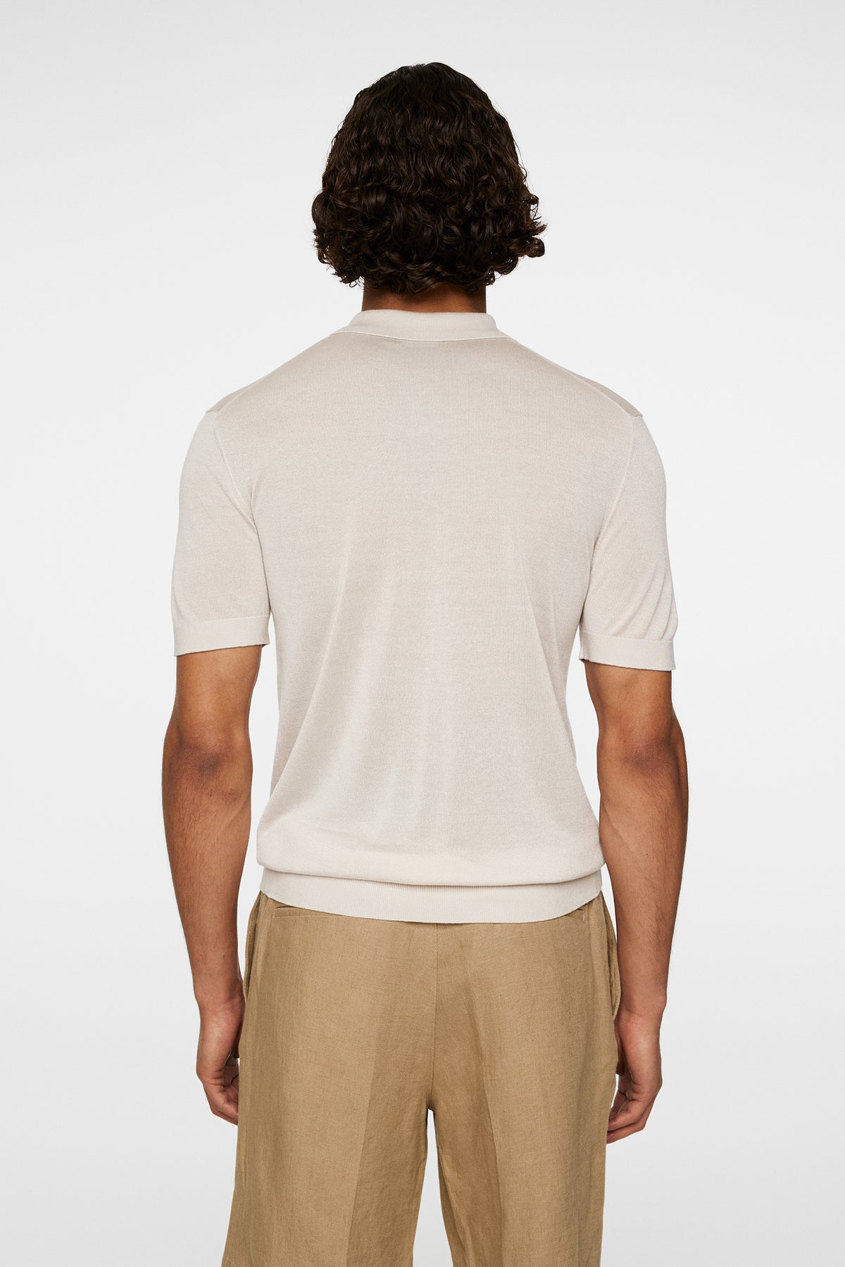 Ridge Lyocell Silk Polo in Moonbeam by J.Lindeberg