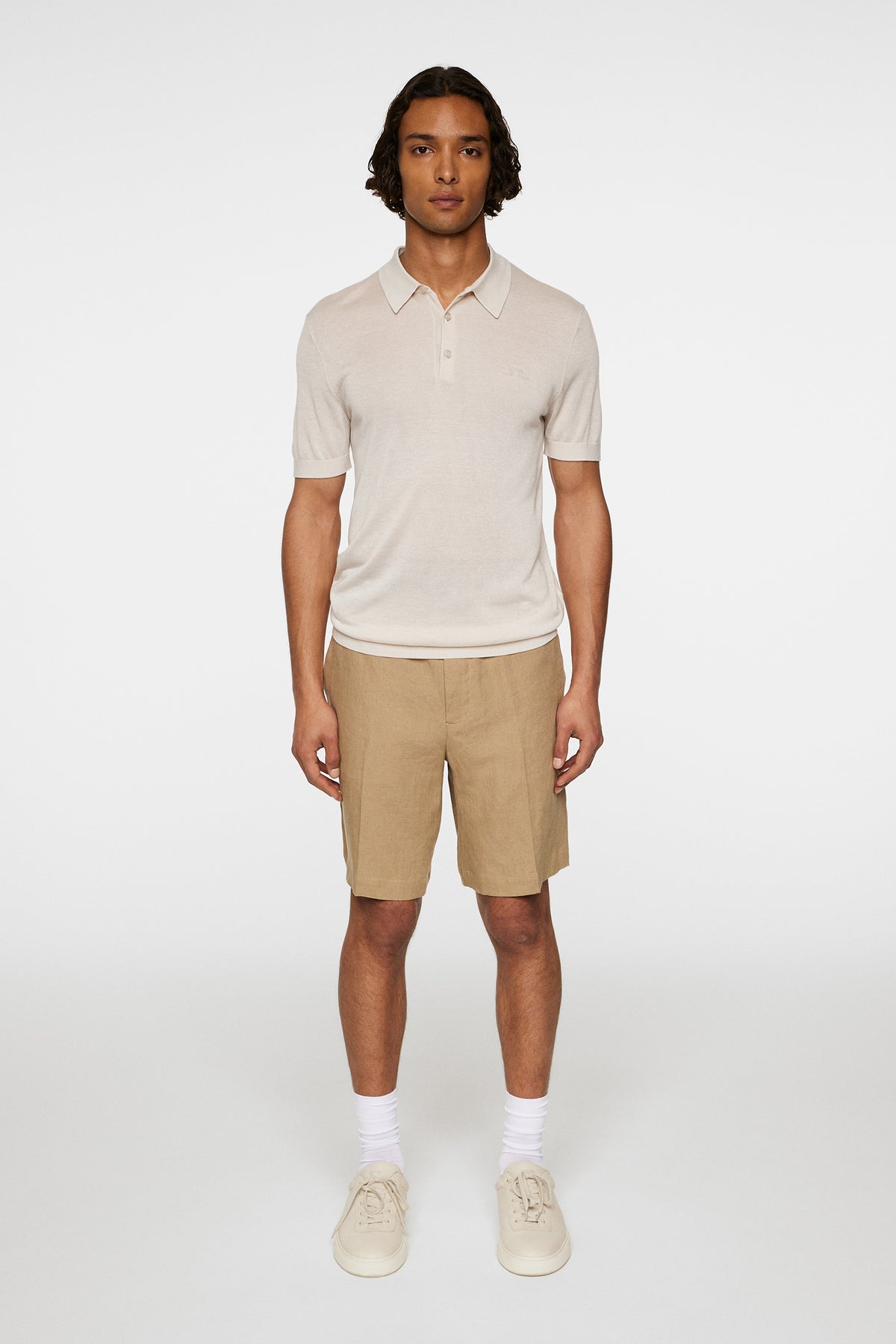 Ridge Lyocell Silk Polo in Moonbeam by J.Lindeberg