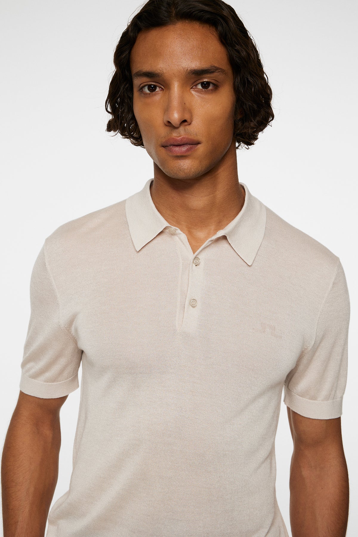 Ridge Lyocell Silk Polo in Moonbeam by J.Lindeberg