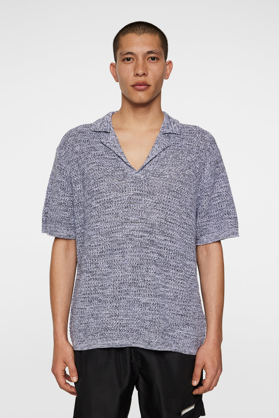 Ethan Open Collar Knit Polo / Ombre Blue