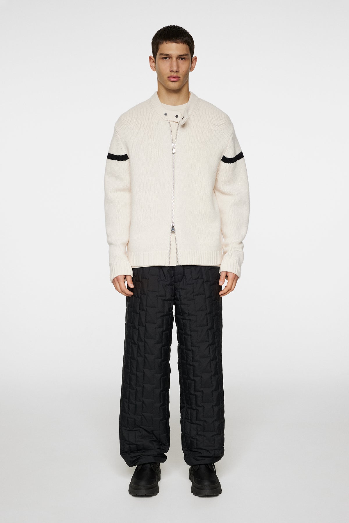 Kessler Biker Zip Knit in Moonbeam by J.Lindeberg