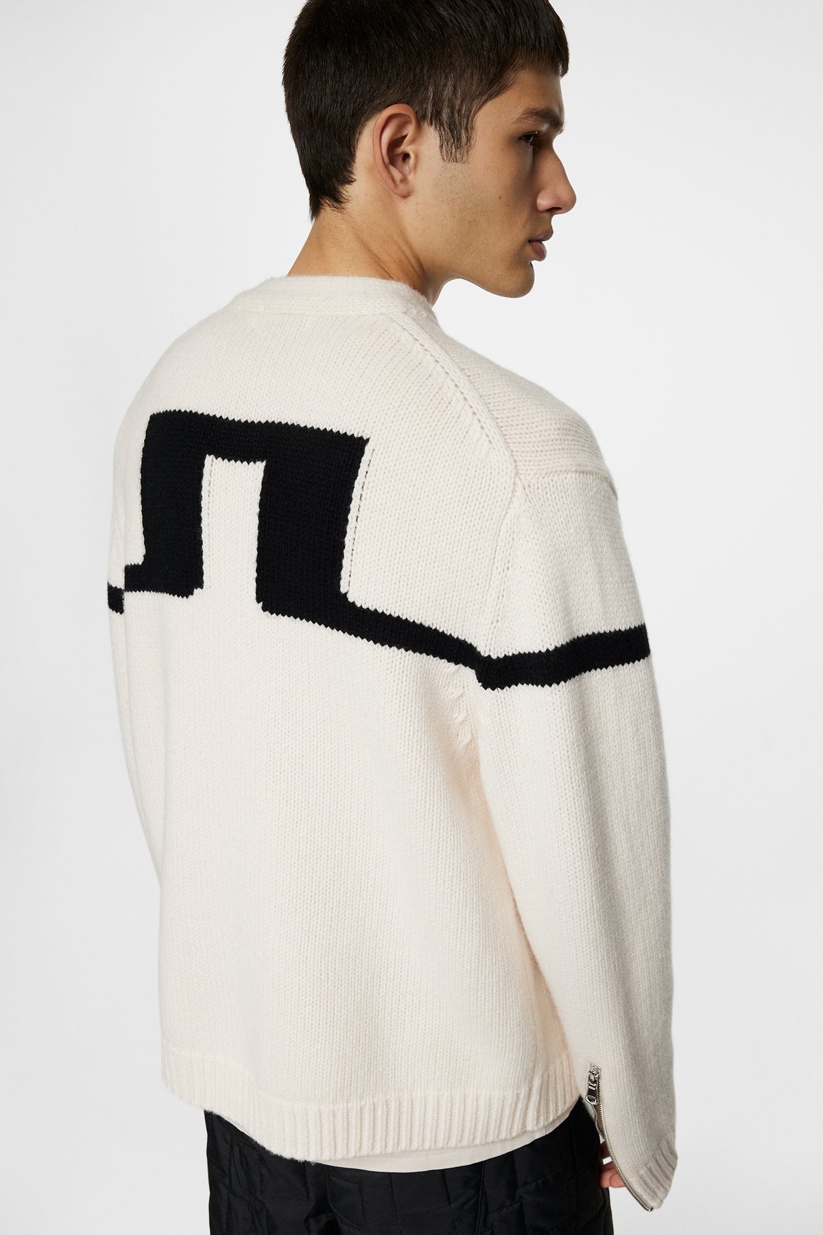 Kessler Biker Zip Knit in Moonbeam by J.Lindeberg